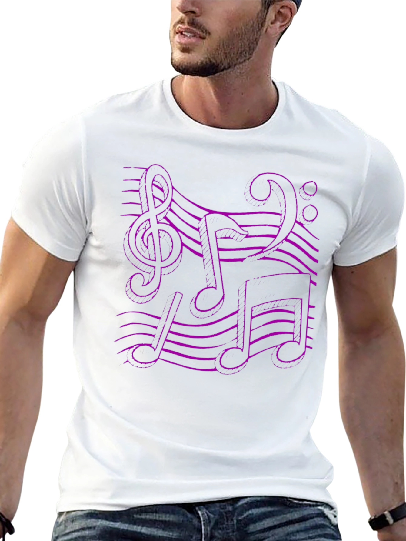 Music Note Graphic Tee - Black Cotton T-Shirt