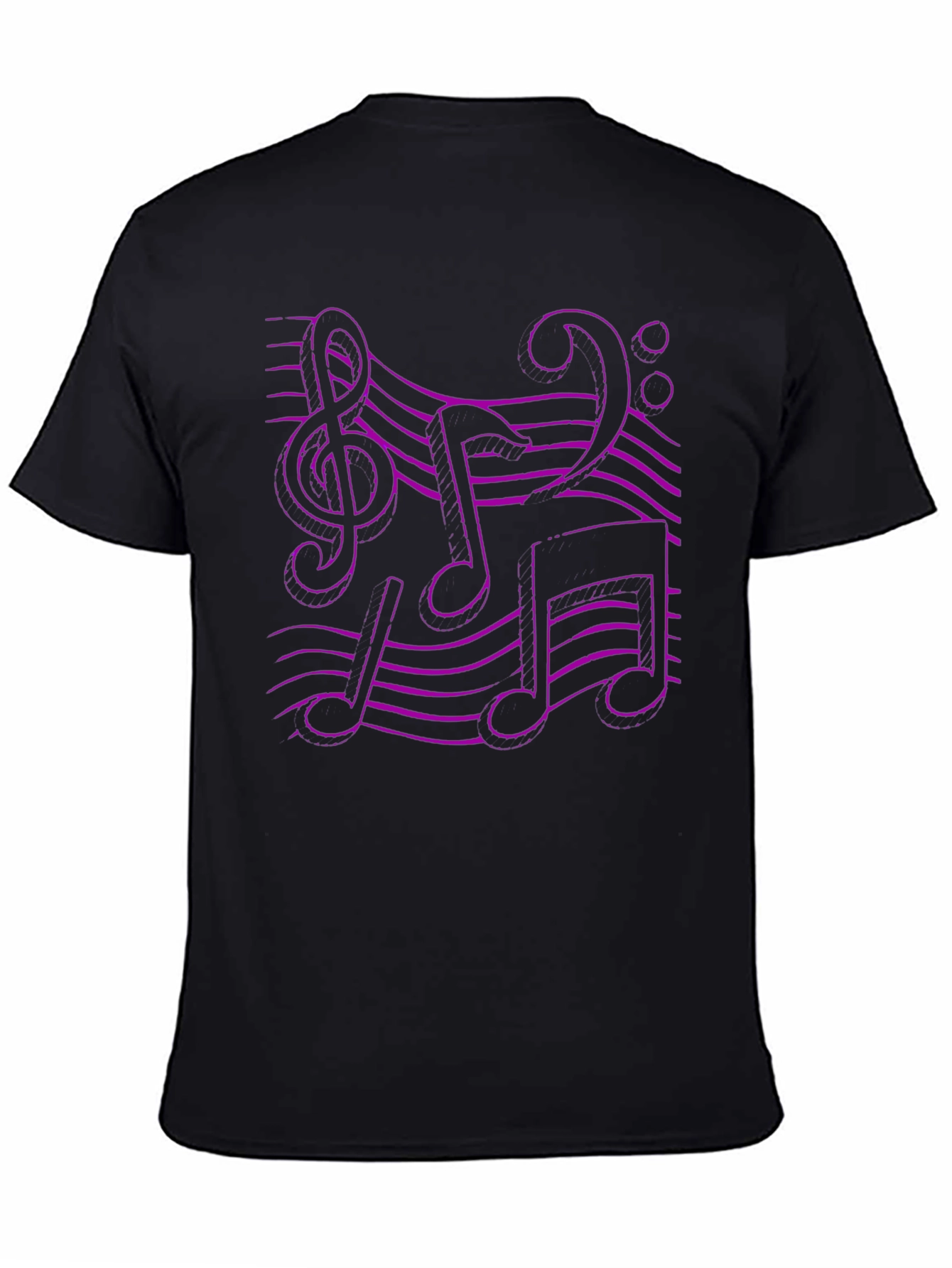 Music Note Graphic Tee - Black Cotton T-Shirt