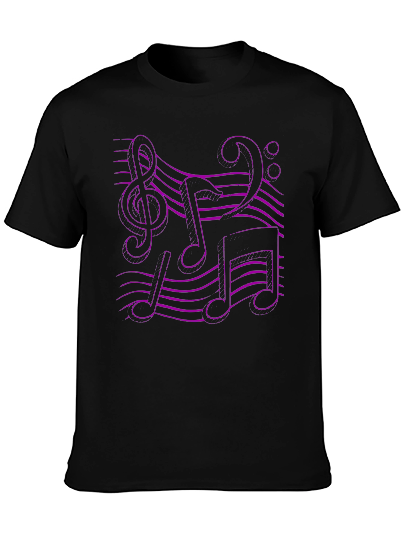 Music Note Graphic Tee - Black Cotton T-Shirt