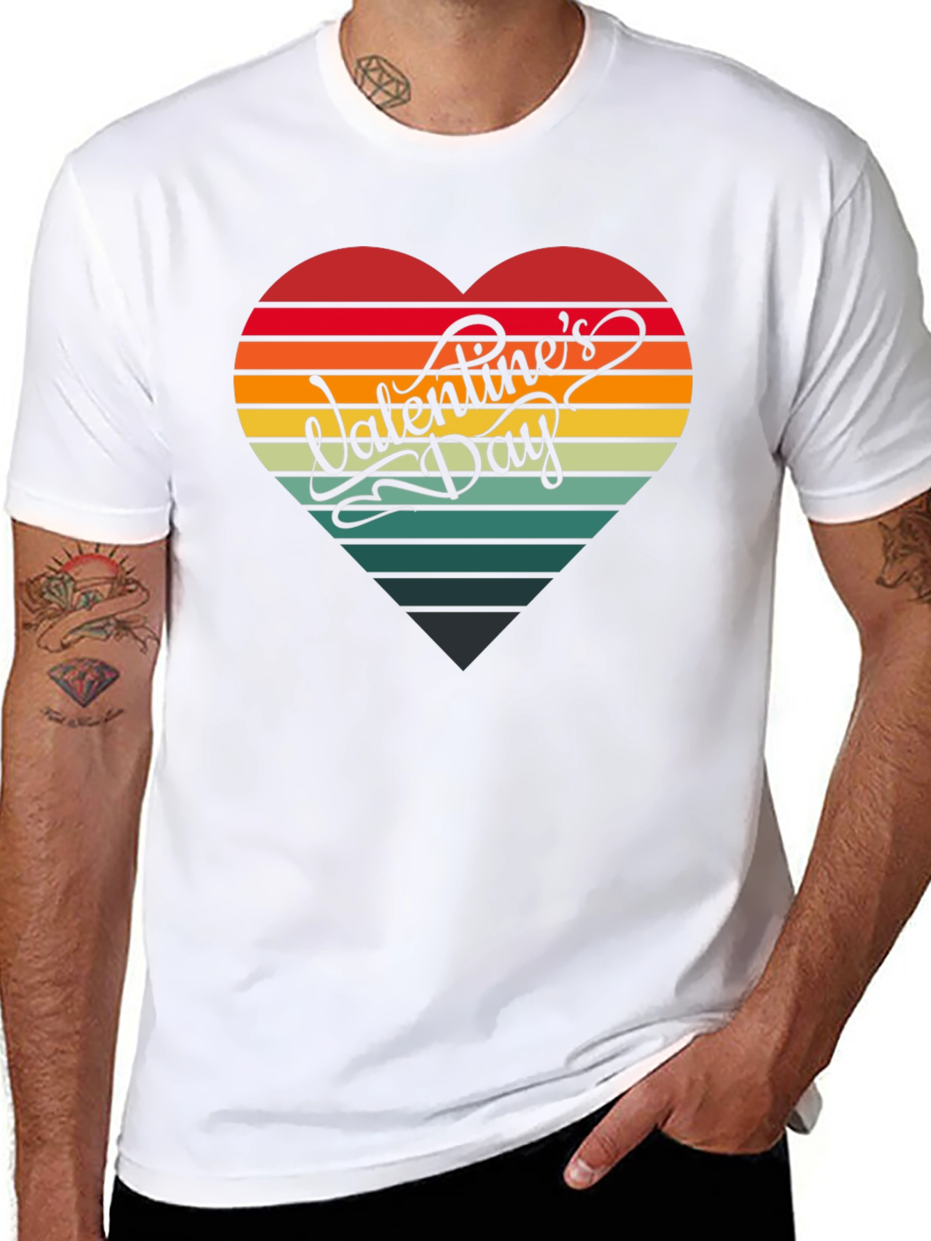 Valentines Day Heart Striped T-Shirt