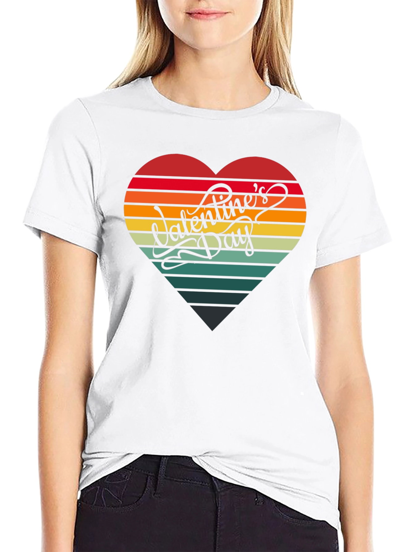 Valentines Day Heart Striped T-Shirt