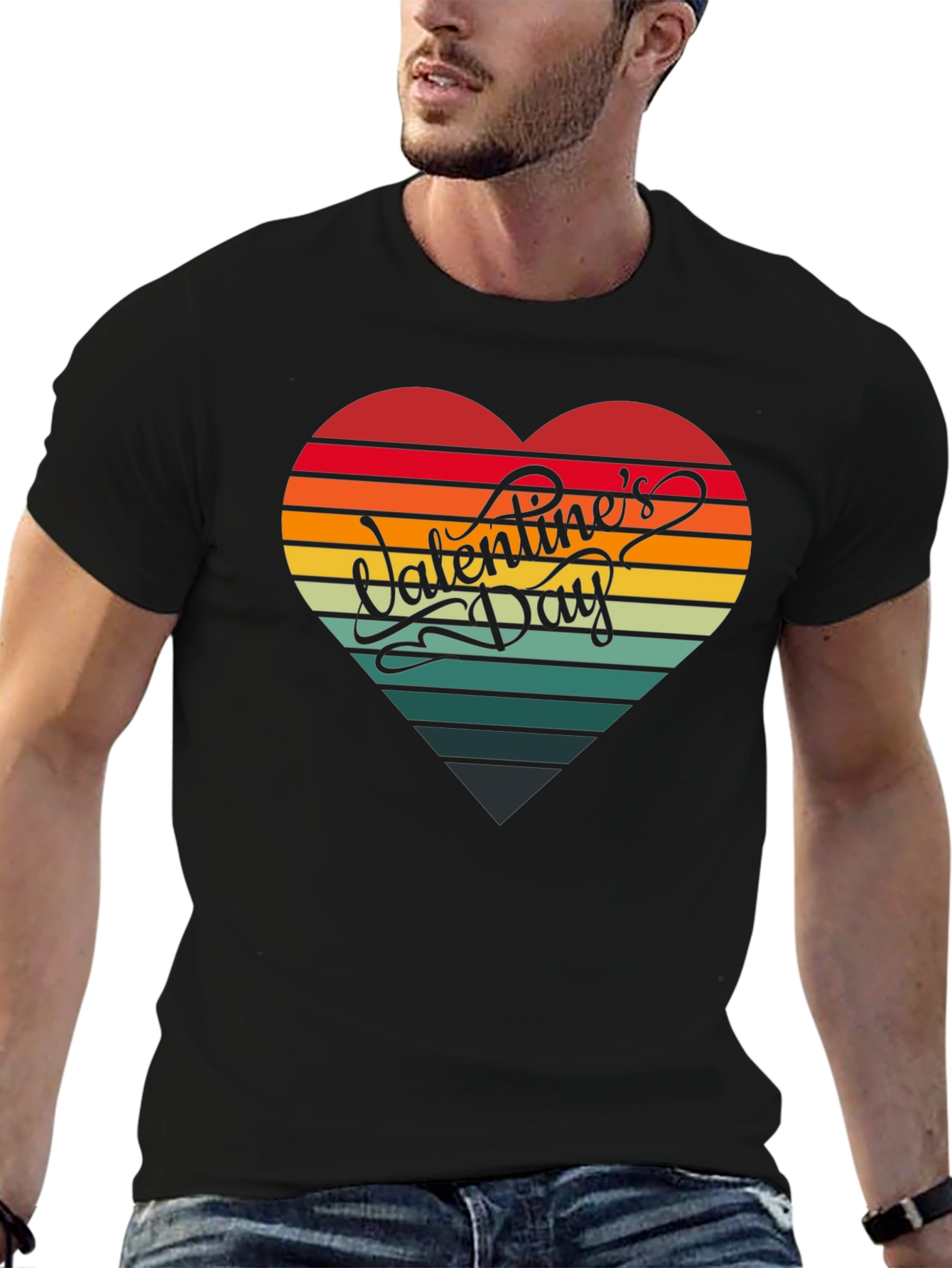 Valentines Day Heart Striped T-Shirt