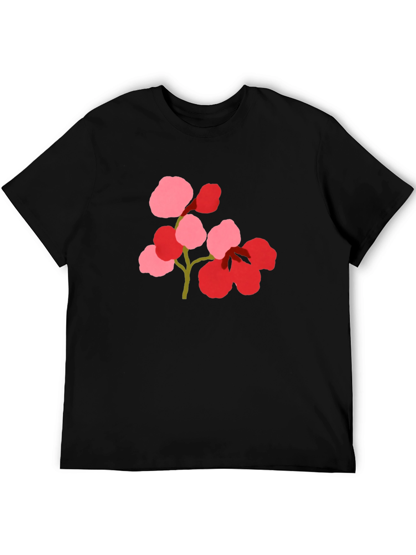 Floral Print Black Tee