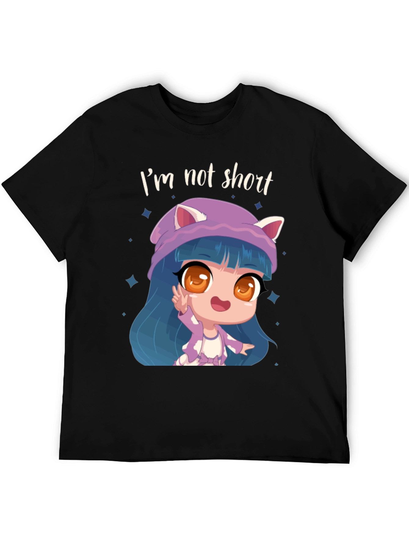Im Not Short Cartoon Girl Graphic T-Shirt