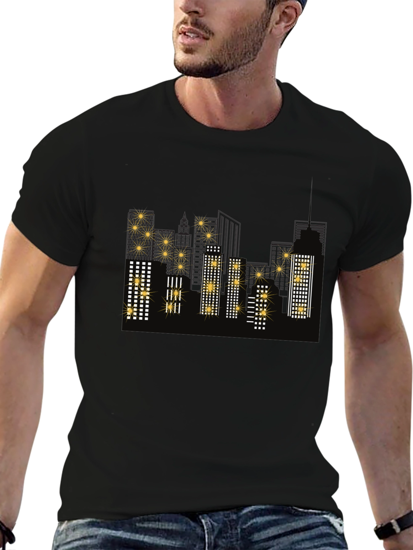 Cityscape Graphic T-Shirt - Black
