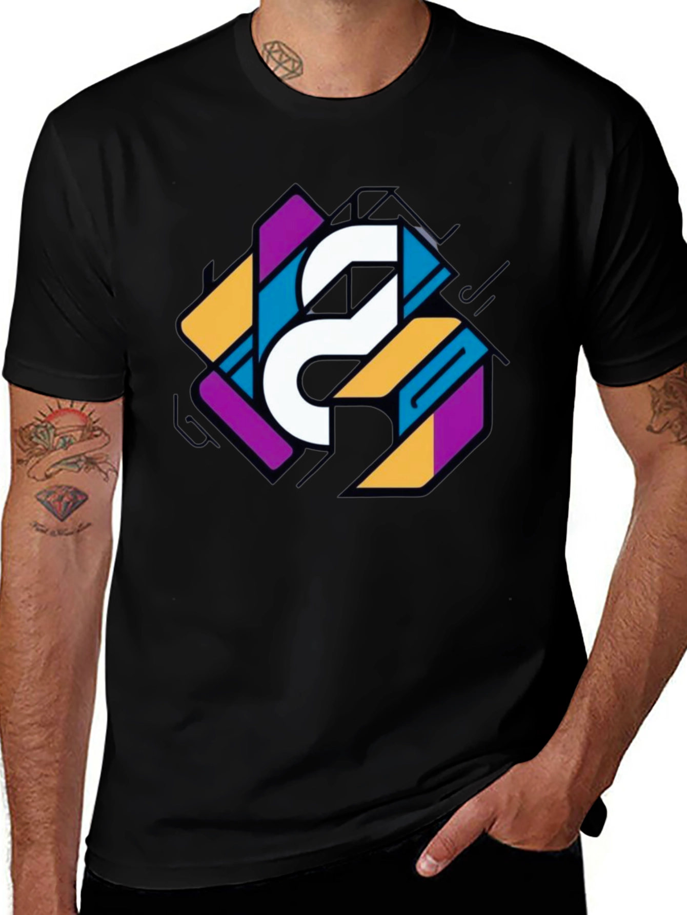 Geometric Graphic Print Tee - Modern Style