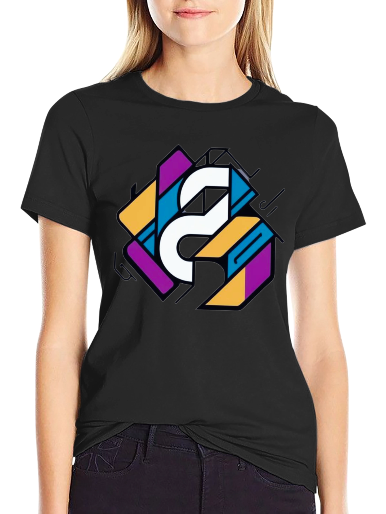 Geometric Graphic Print Tee - Modern Style