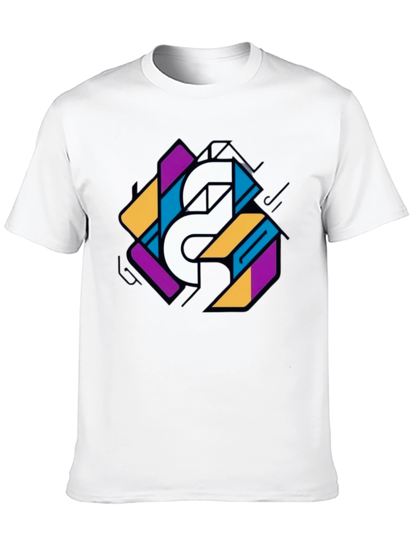 Geometric Graphic Print Tee - Modern Style