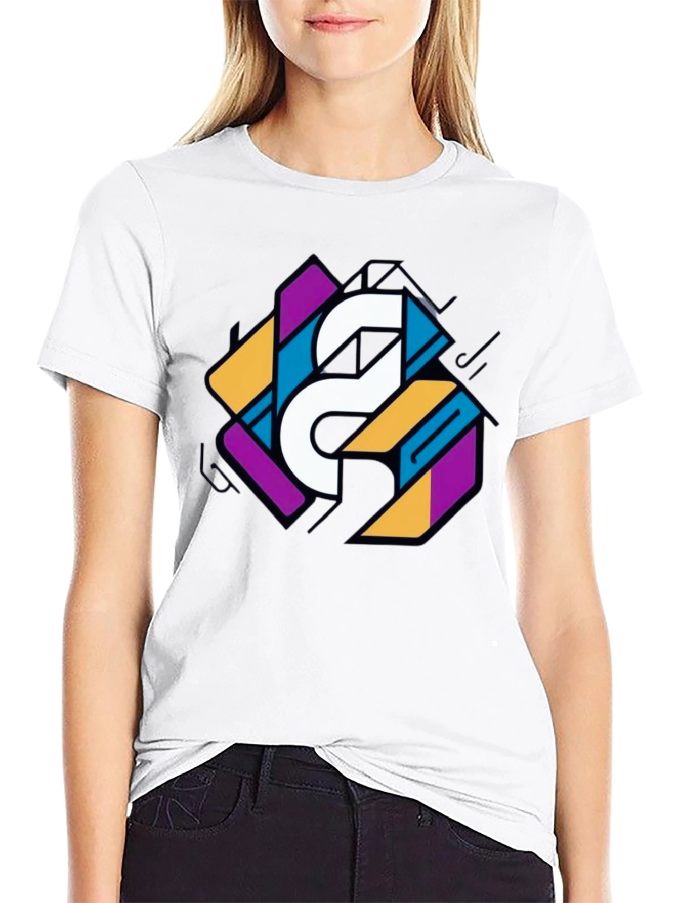 Geometric Graphic Print Tee - Modern Style