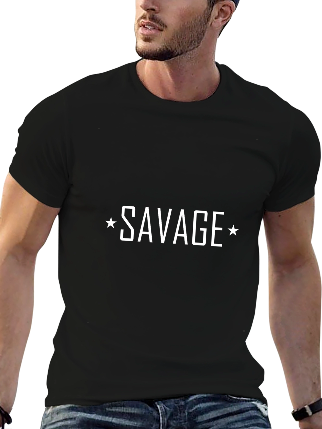 Savage Graphic Tee - Bold Black Cotton T-Shirt
