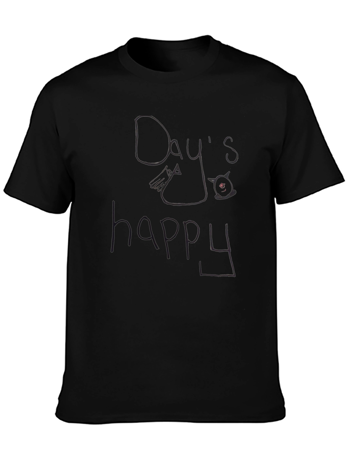Days Happy Graphic Black T-Shirt