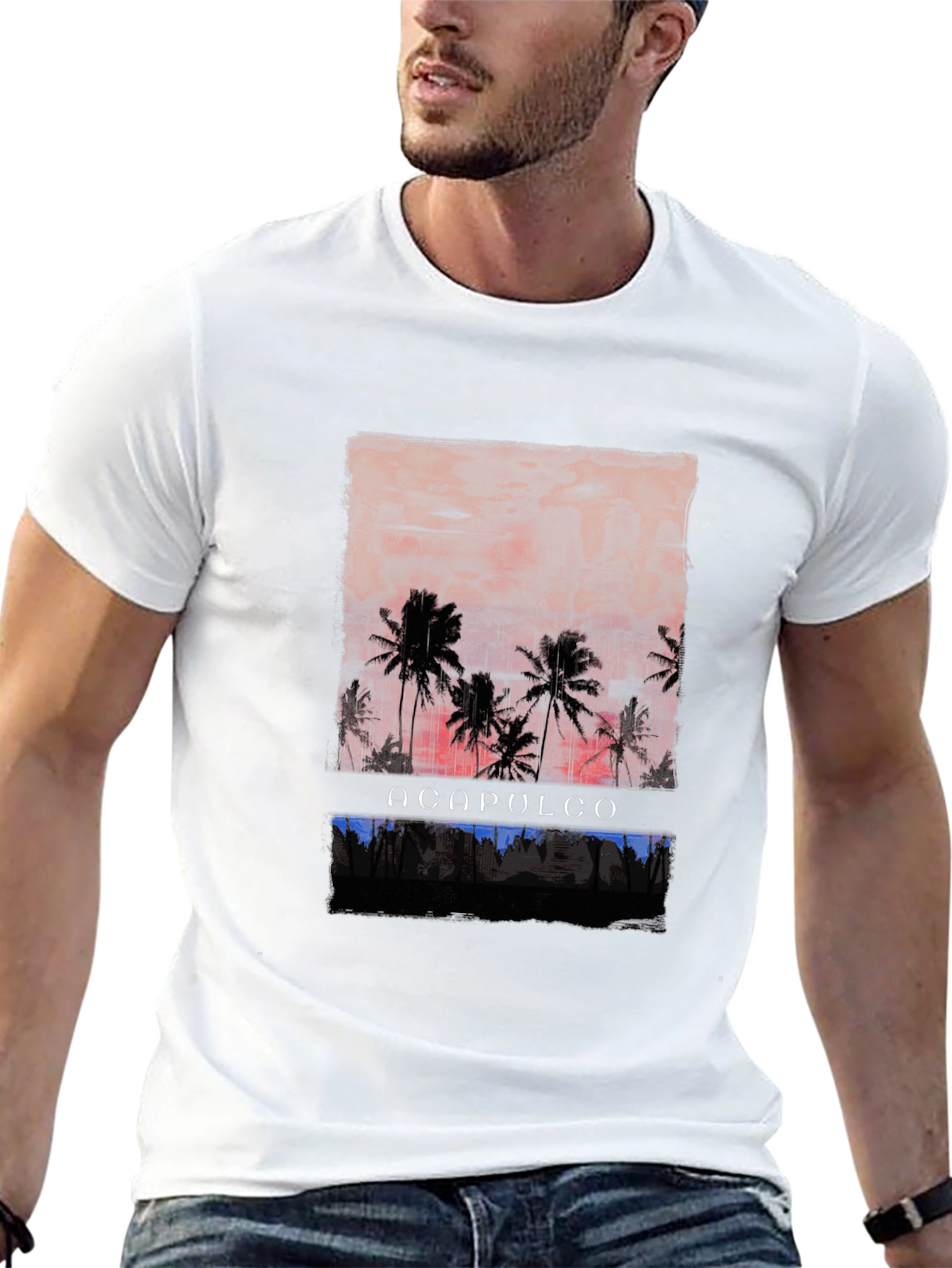 Acapulco Sunset Palm Tree Graphic T-Shirt