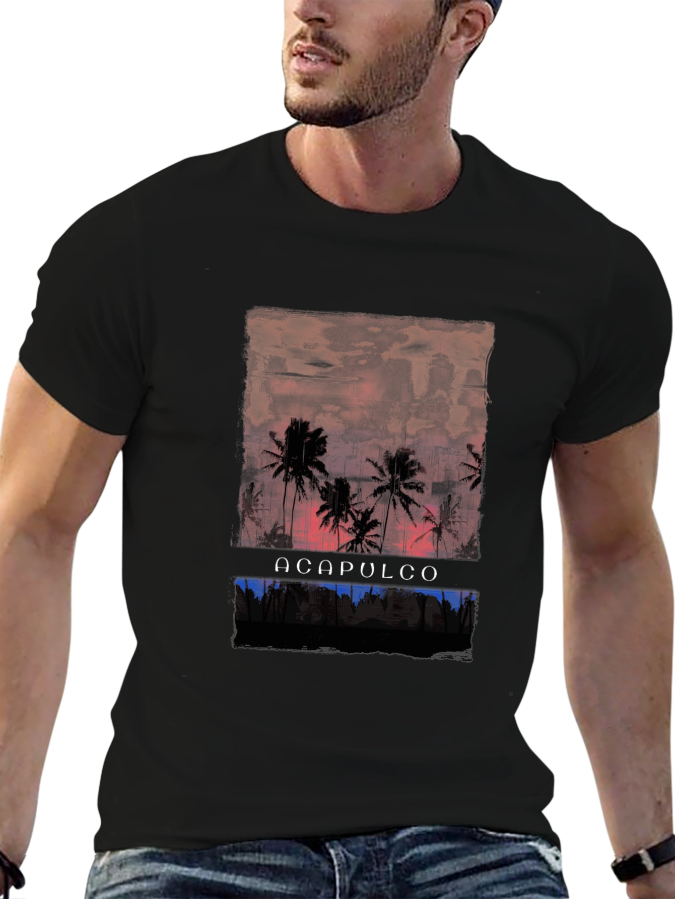 Acapulco Sunset Palm Tree Graphic T-Shirt