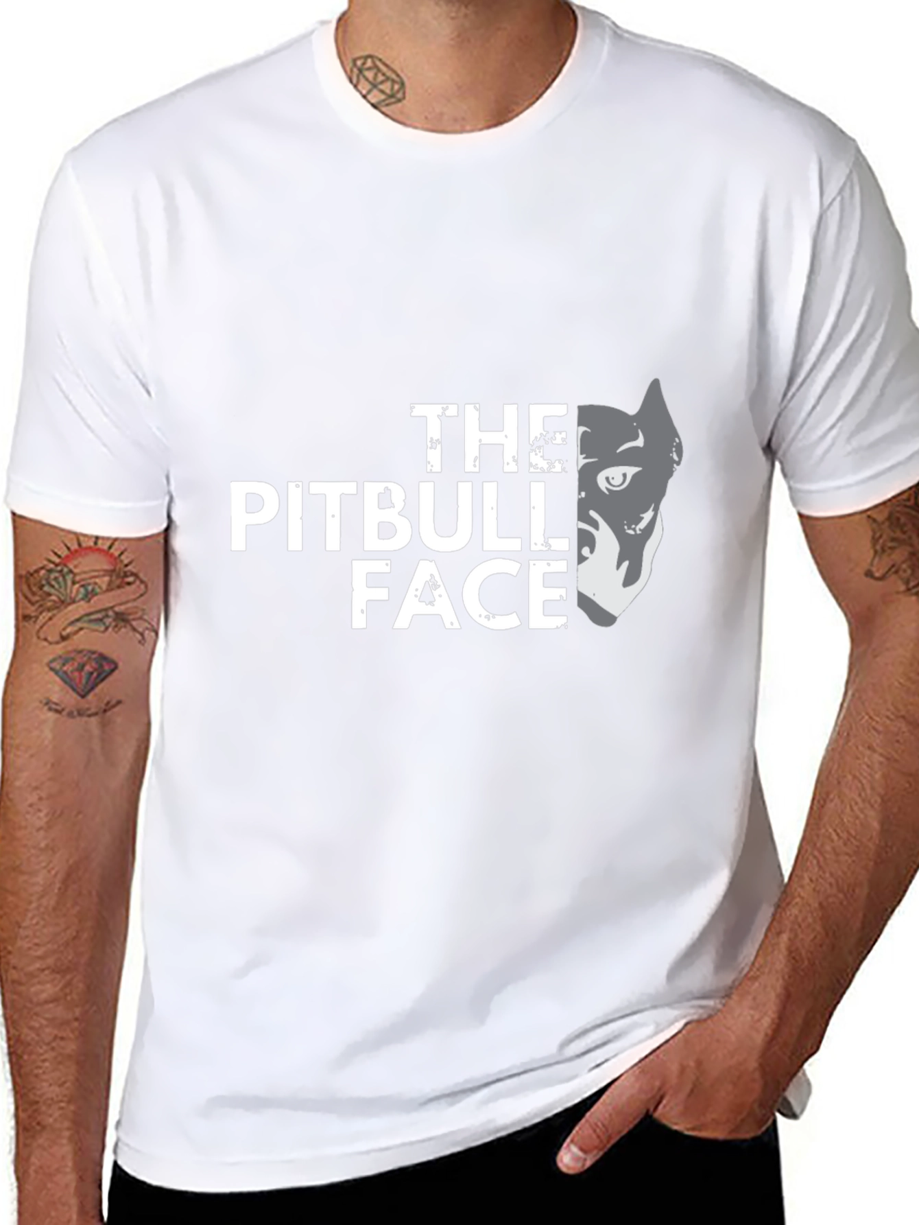 The Pitbull Face Graphic T-Shirt - Black Cotton Tee