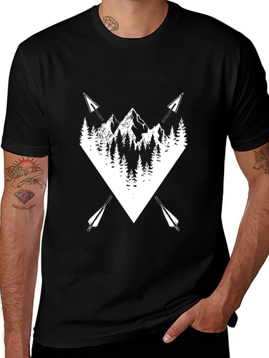 Mountain Arrow Graphic Tee - Black Cotton Blend