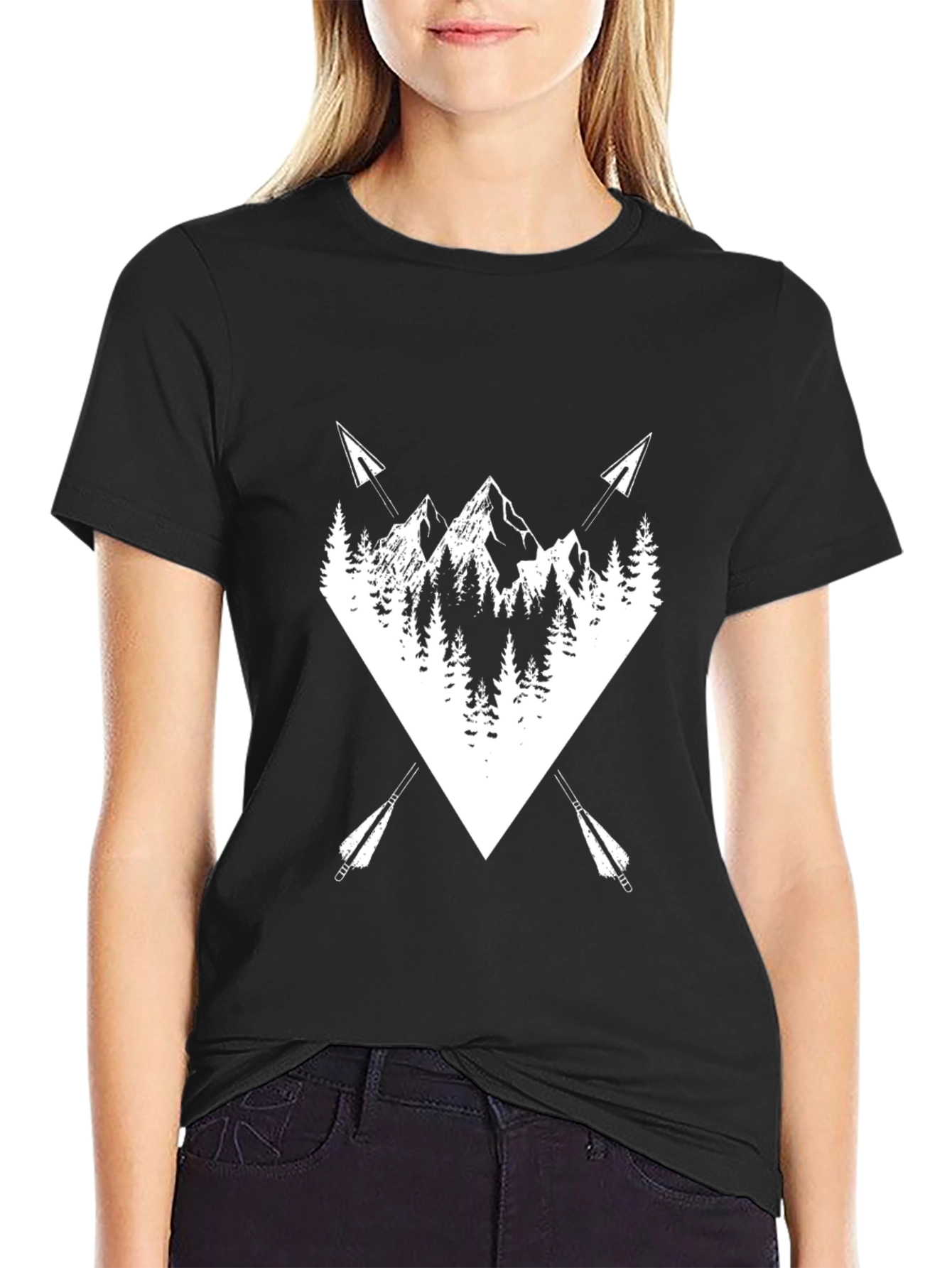 Mountain Arrow Graphic Tee - Black Cotton Blend