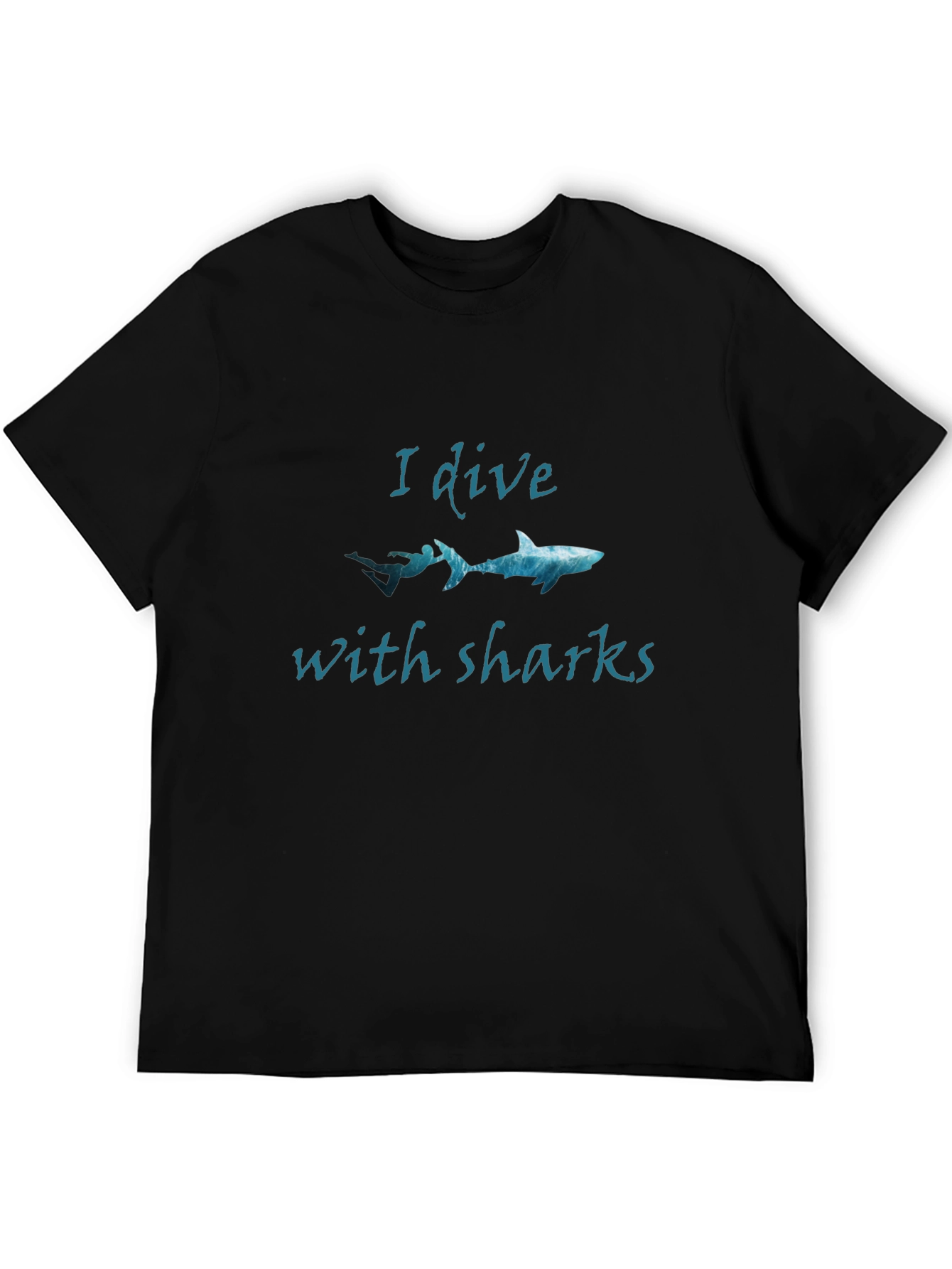 I Dive With Sharks Black Graphic Tee