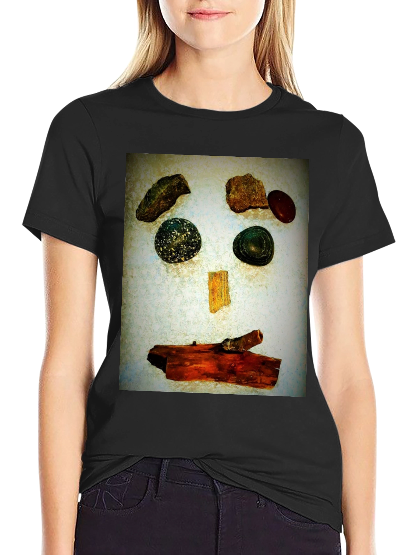 Abstract Face T-Shirt - Stone and Wood Art