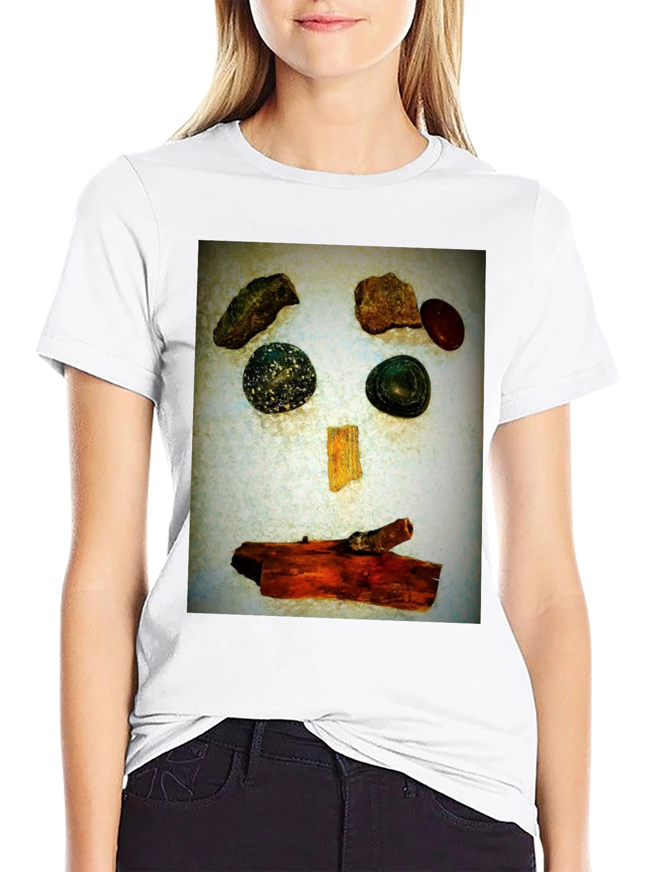 Abstract Face T-Shirt - Stone and Wood Art