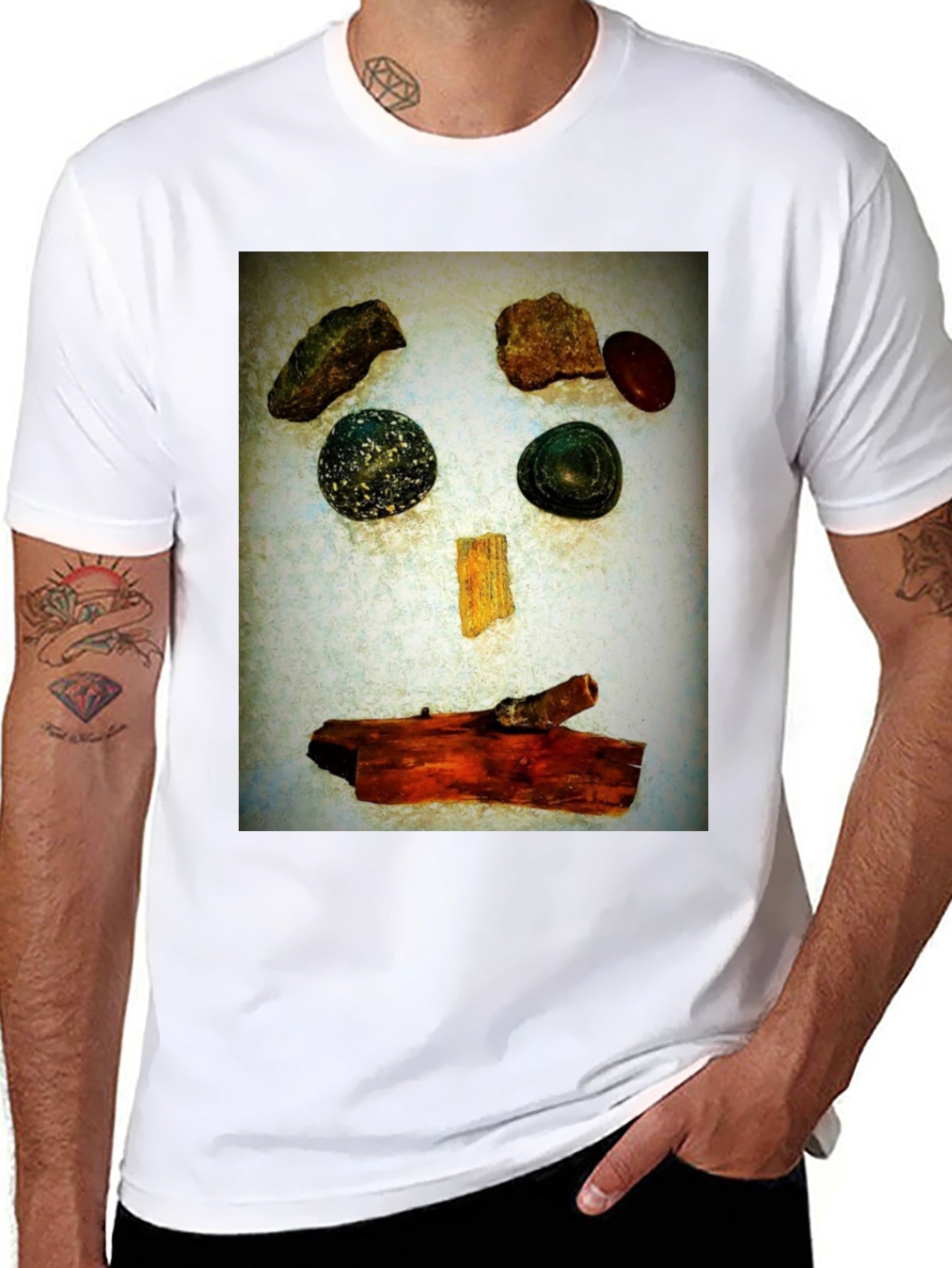 Abstract Face T-Shirt - Stone and Wood Art