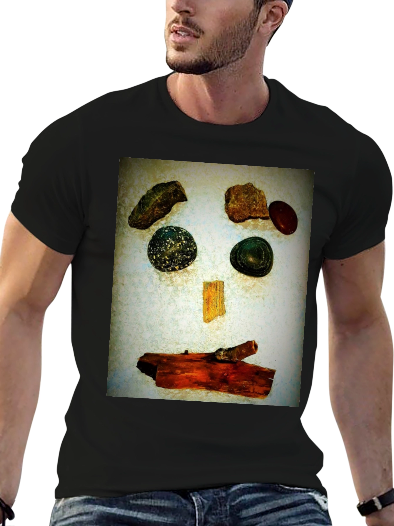Abstract Face T-Shirt - Stone and Wood Art