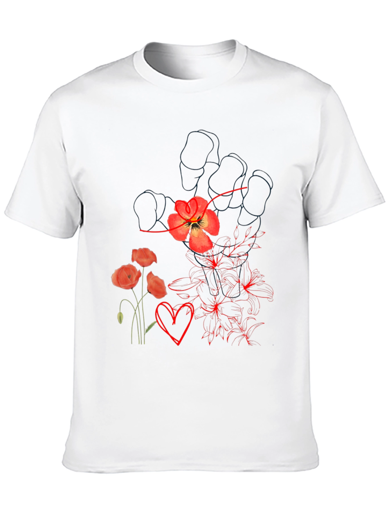 Floral Heart Graphic Tee - Stylish Comfort
