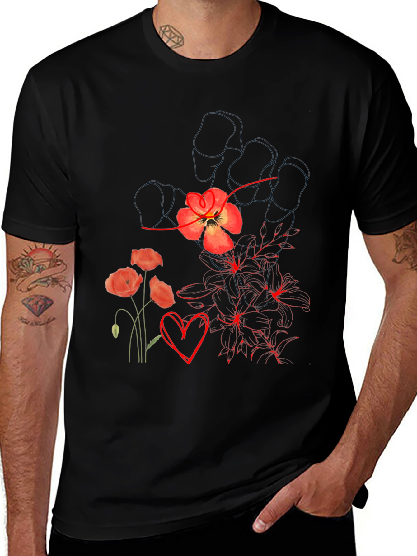 Floral Heart Graphic Tee - Stylish Comfort