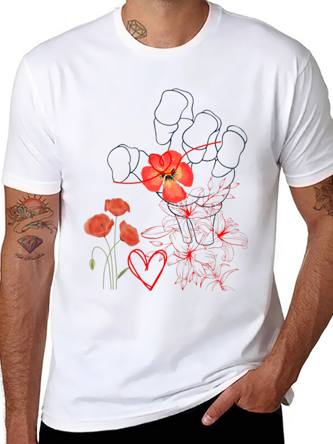 Floral Heart Graphic Tee - Stylish Comfort