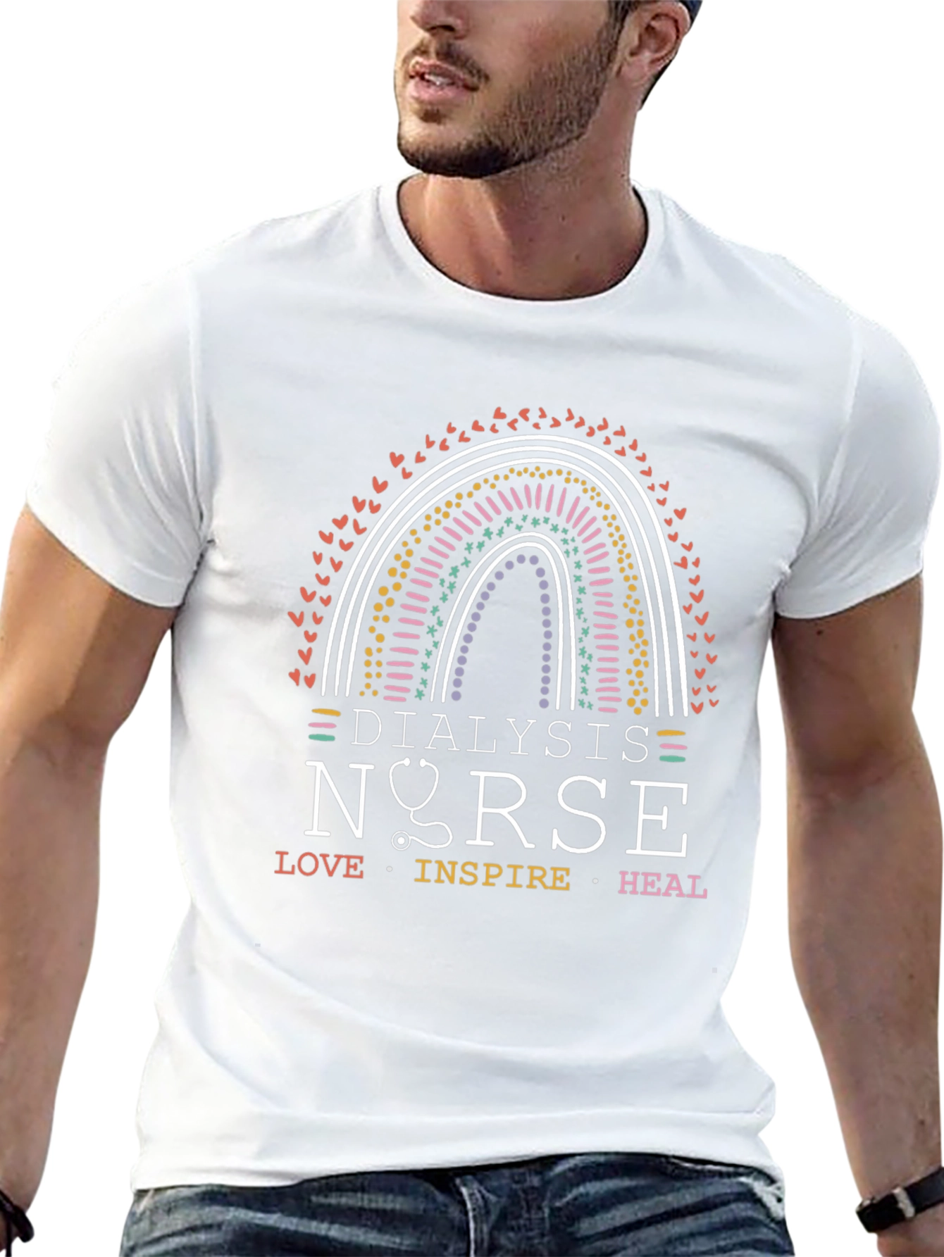Dialysis Nurse Rainbow Graphic Tee