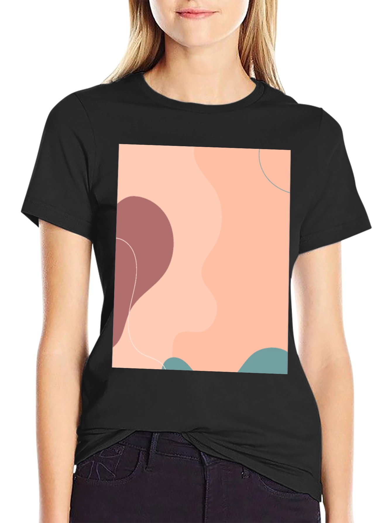 Abstract Graphic Print Mens Black T-Shirt