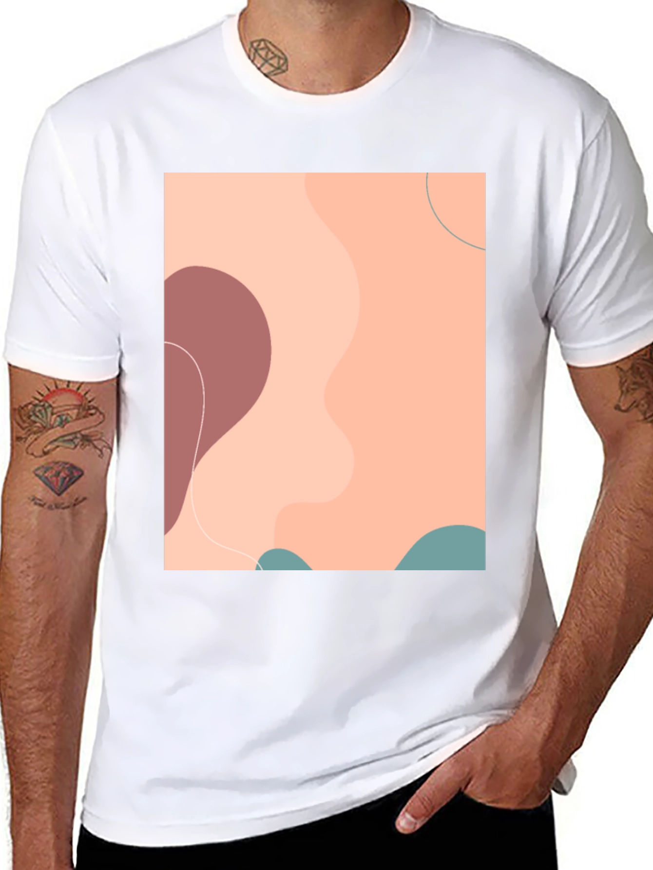 Abstract Graphic Print Mens Black T-Shirt