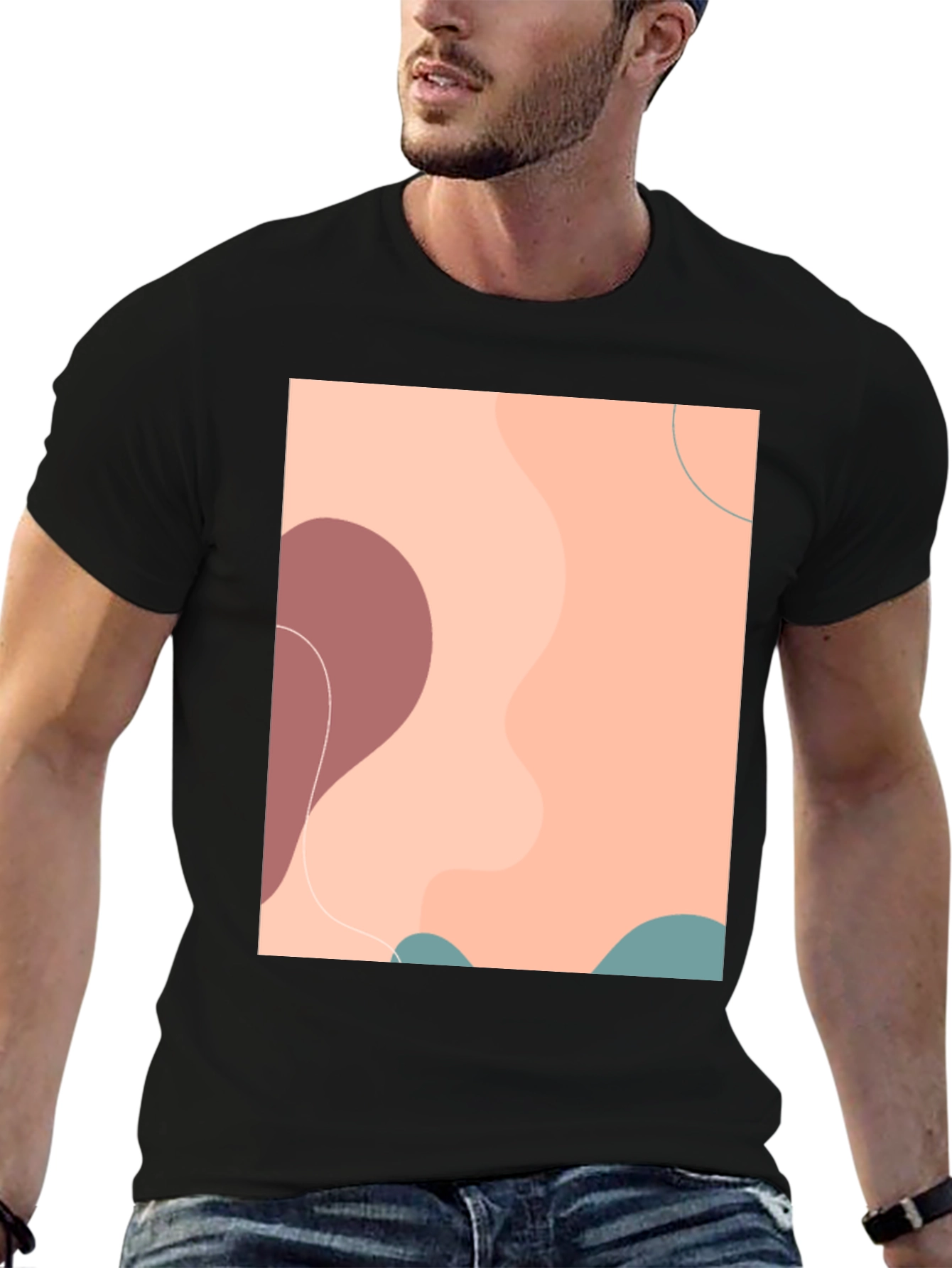 Abstract Graphic Print Mens Black T-Shirt