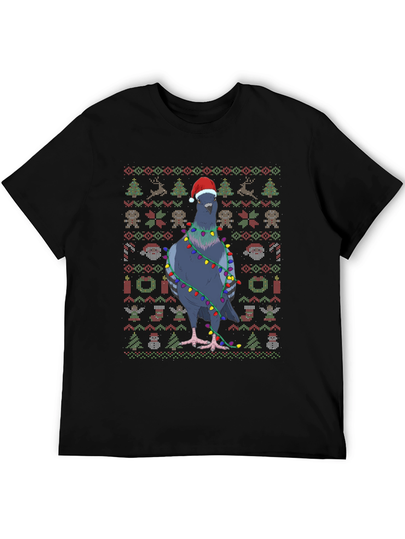 Festive Pigeon Ugly Christmas Sweater T-Shirt