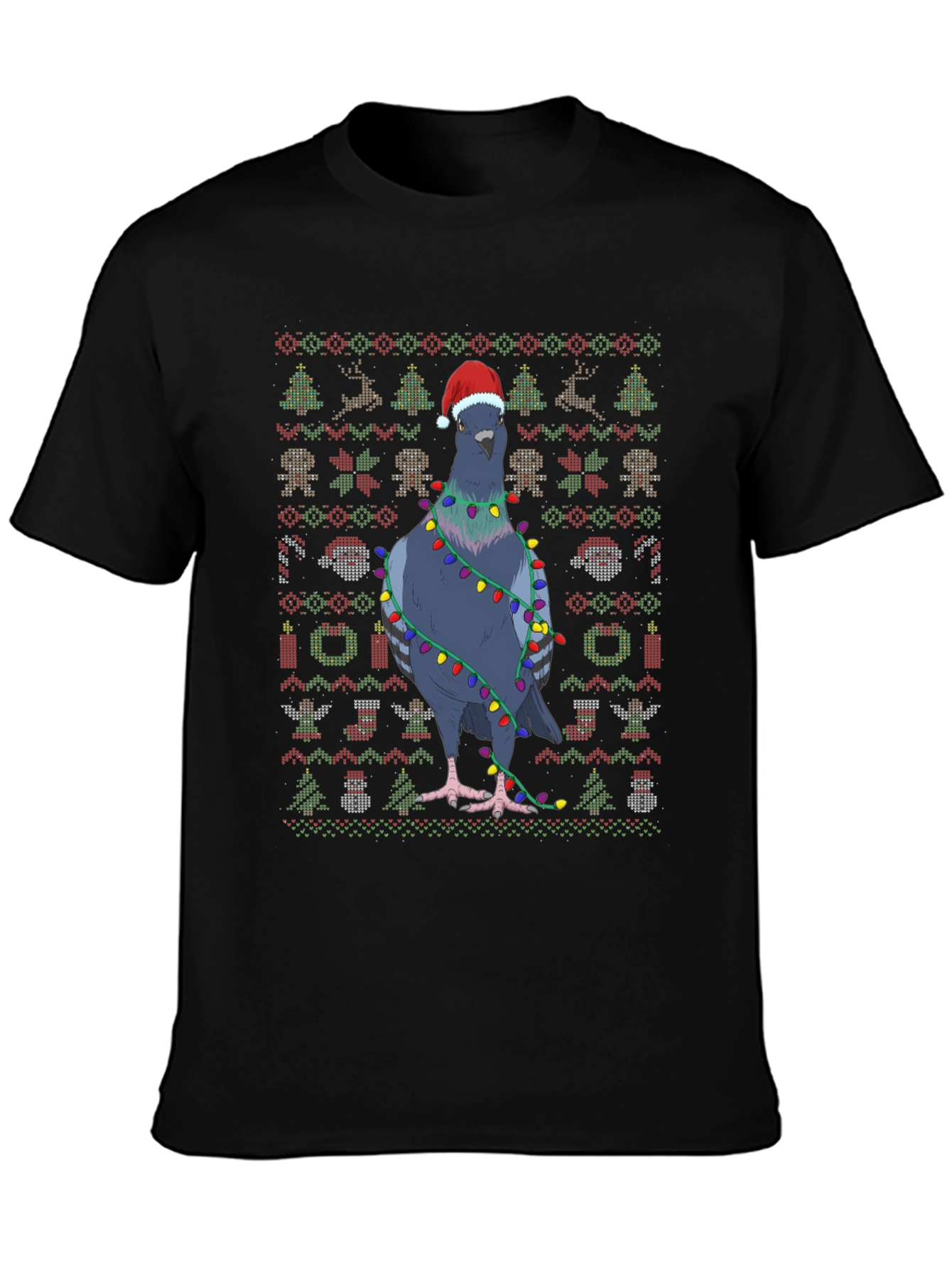 Festive Pigeon Ugly Christmas Sweater T-Shirt