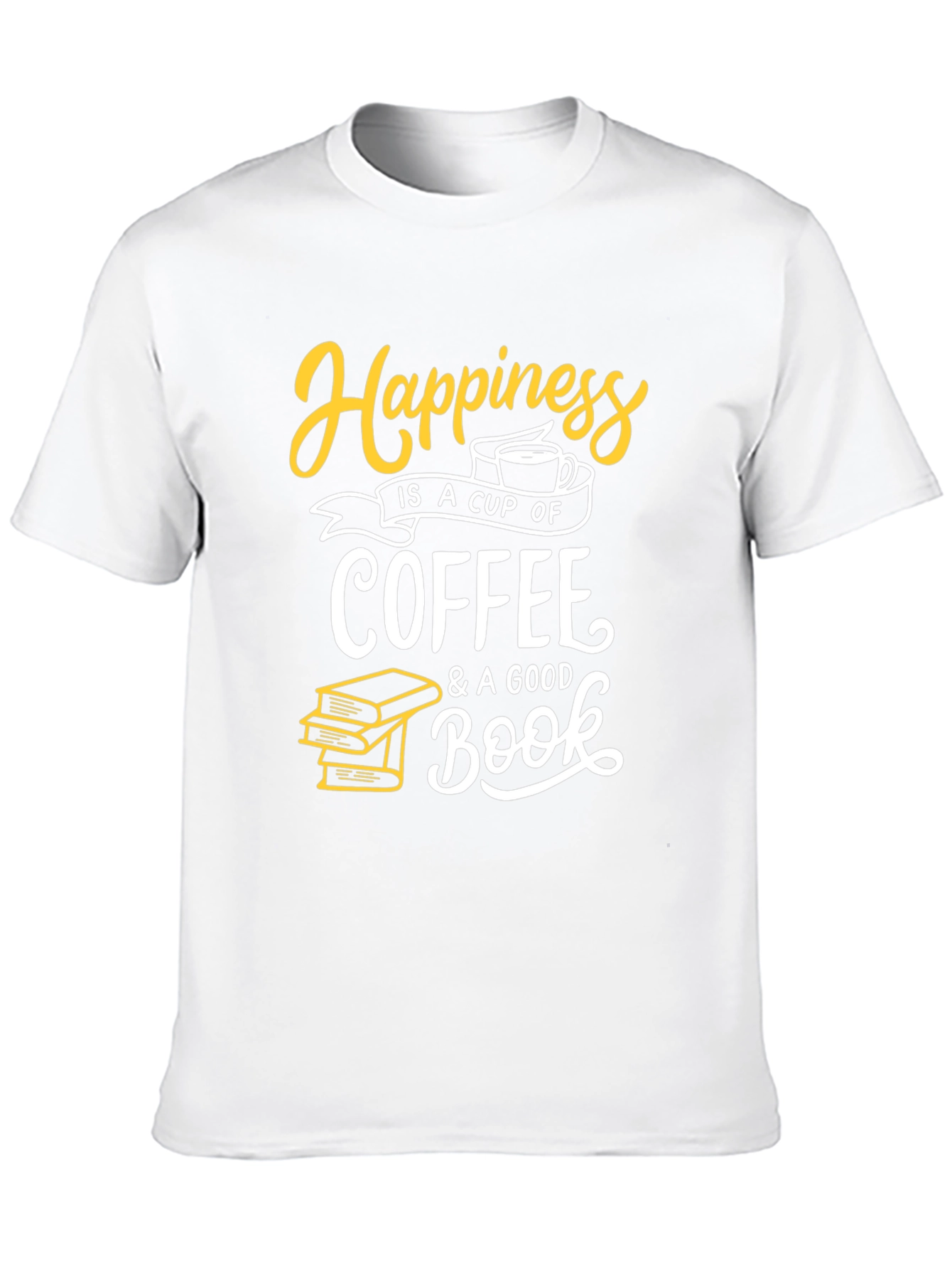 Happiness Coffee and Books Black T-Shirt