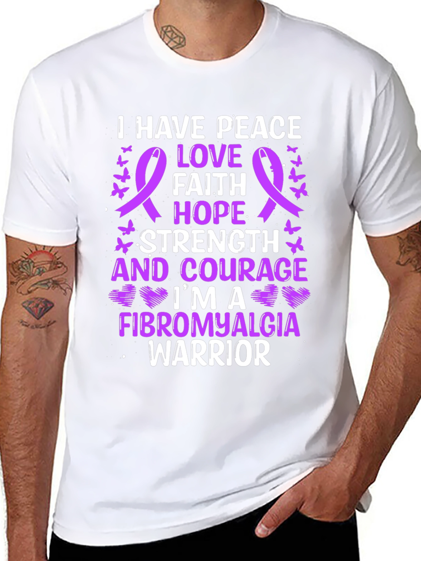 Fibromyalgia Warrior Tee - Peace Love Hope