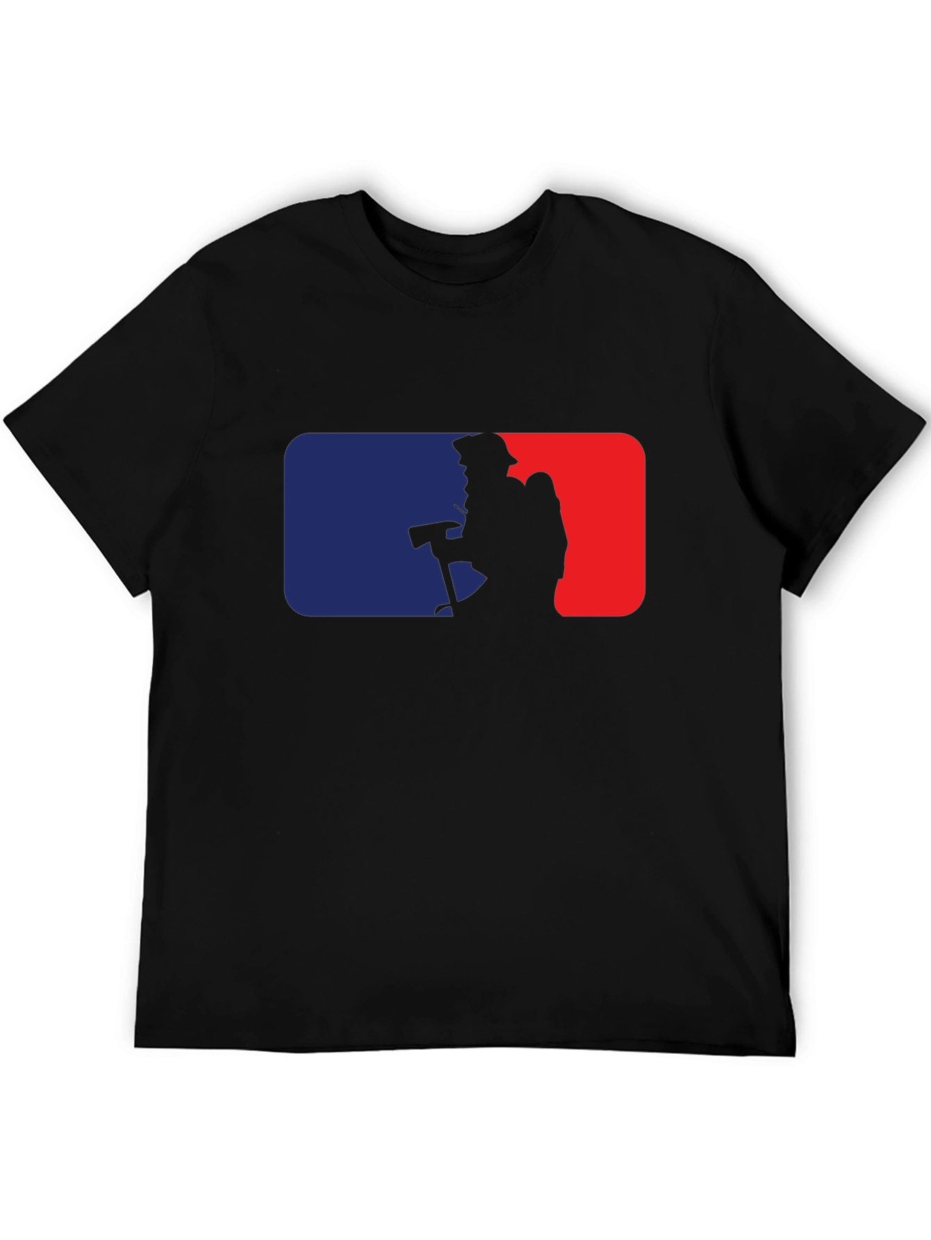 Firefighter Silhouette Graphic Tee - Black Cotton Blend