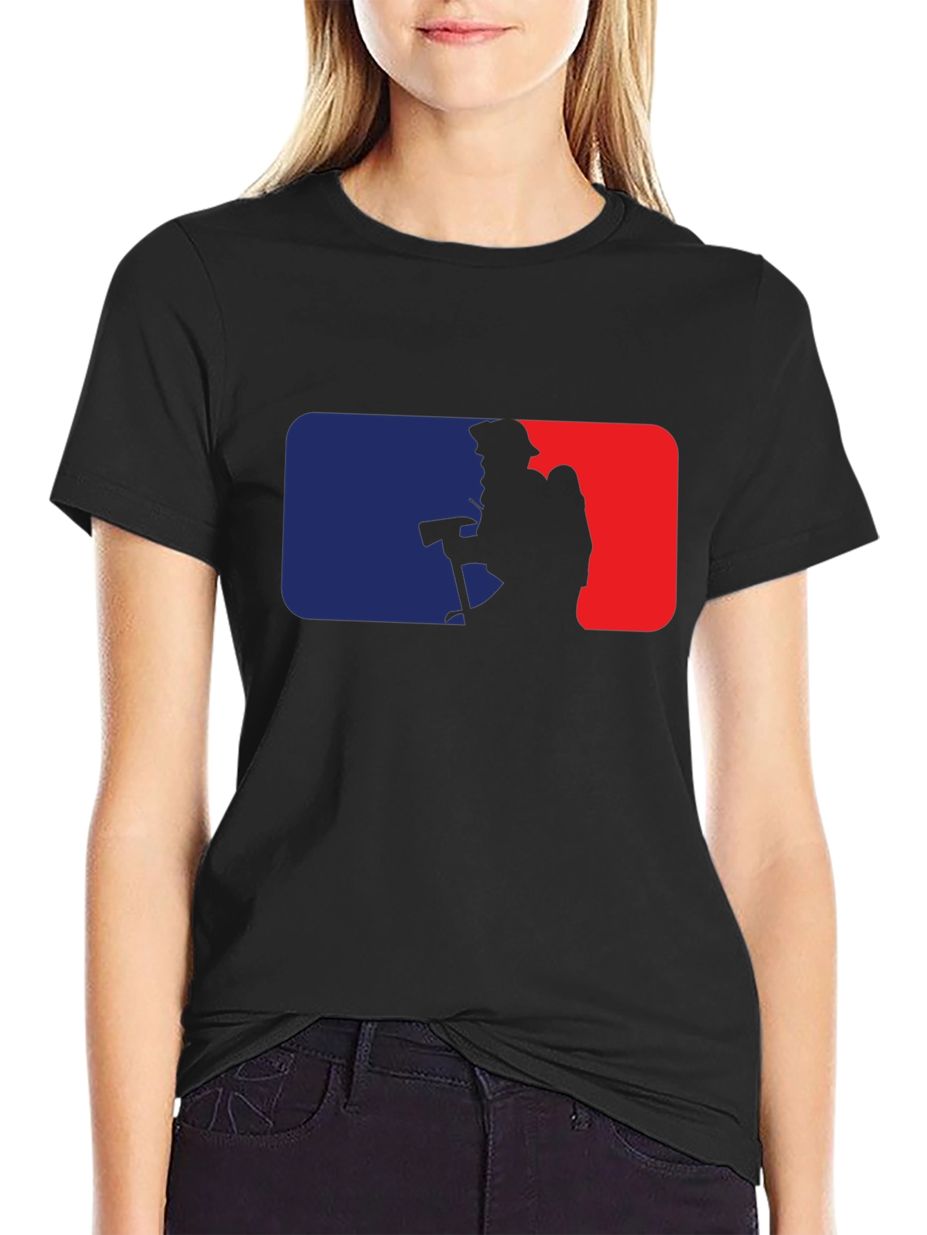 Firefighter Silhouette Graphic Tee - Black Cotton Blend
