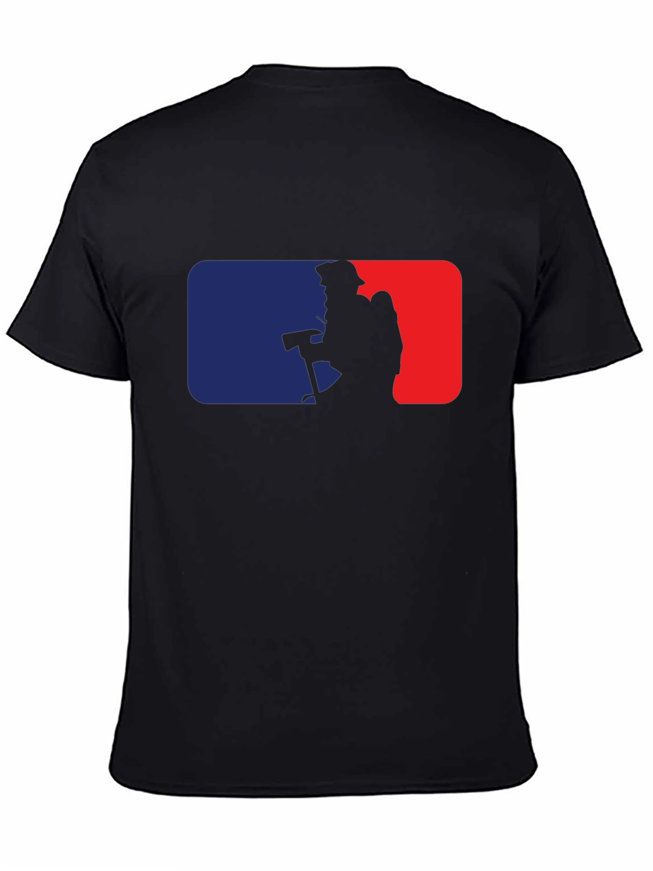 Firefighter Silhouette Graphic Tee - Black Cotton Blend