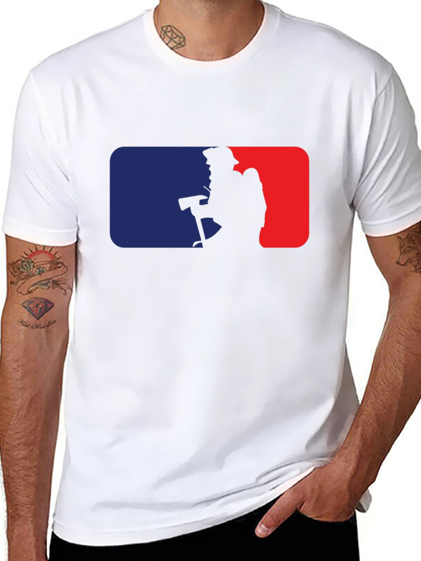 Firefighter Silhouette Graphic Tee - Black Cotton Blend