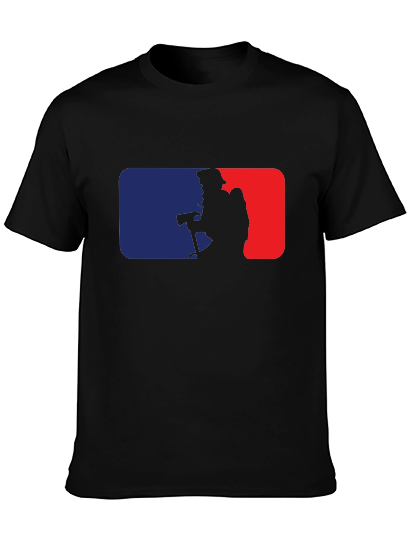 Firefighter Silhouette Graphic Tee - Black Cotton Blend