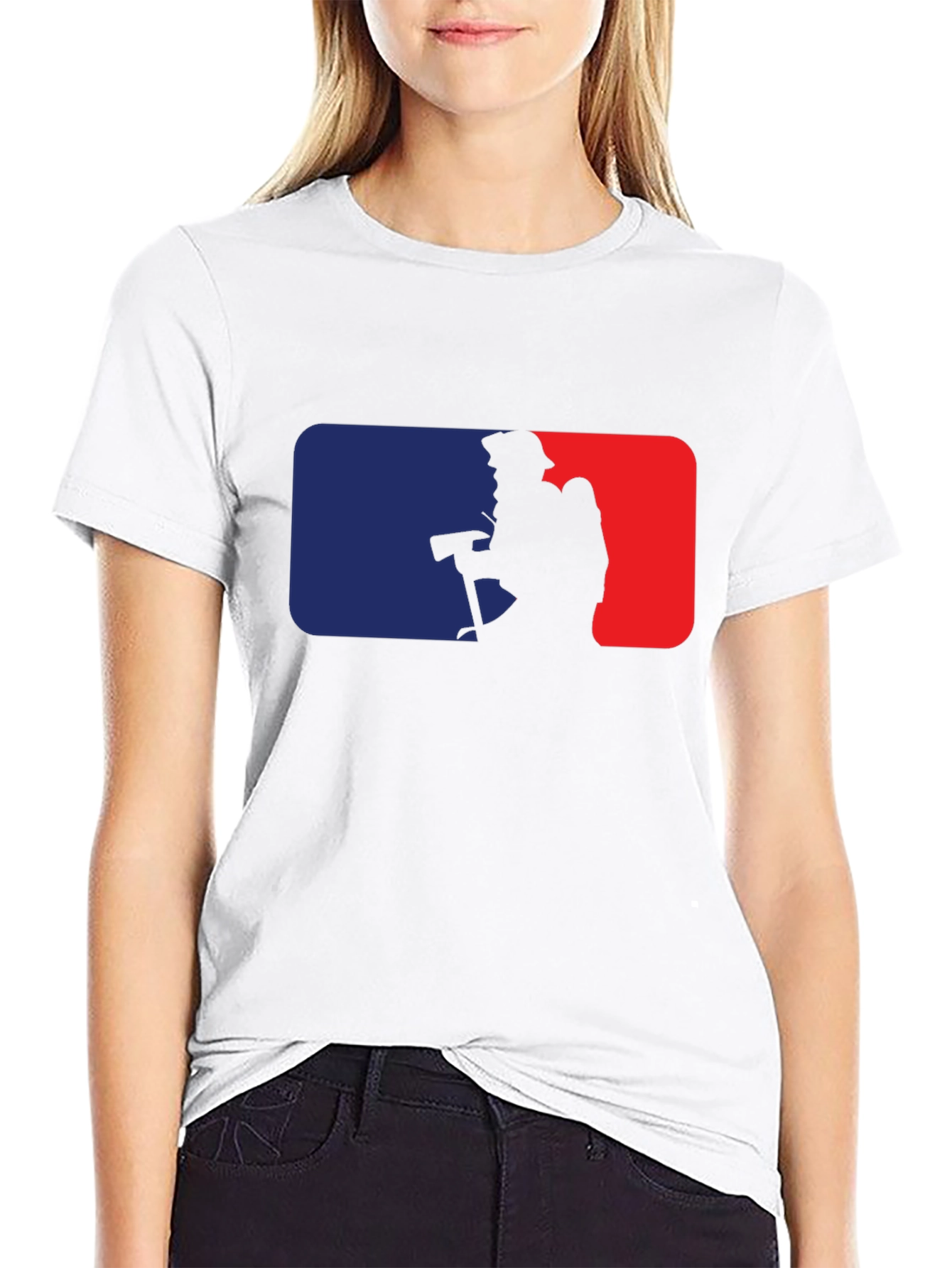 Firefighter Silhouette Graphic Tee - Black Cotton Blend