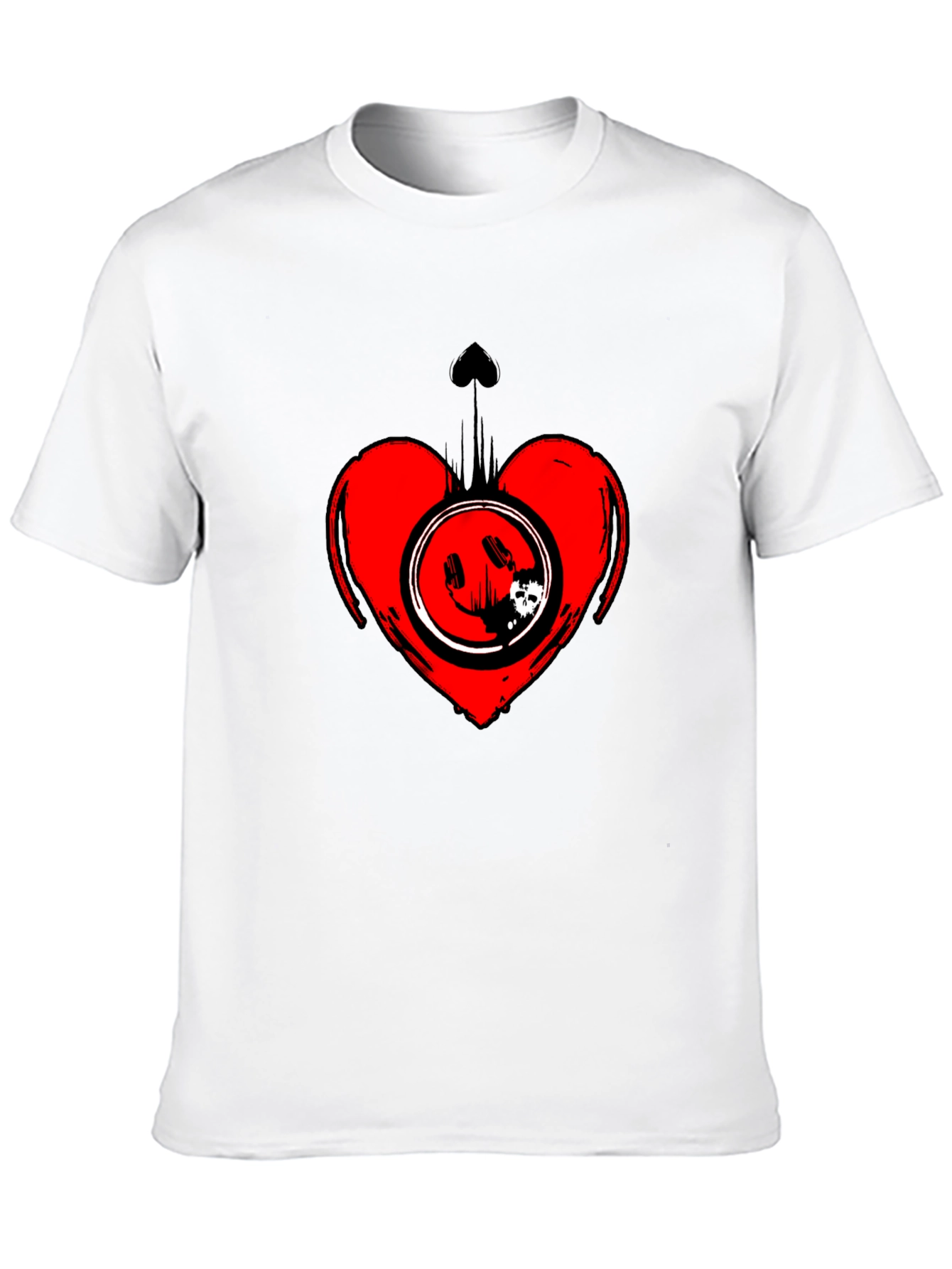Heart Smiley Graphic Black T-Shirt