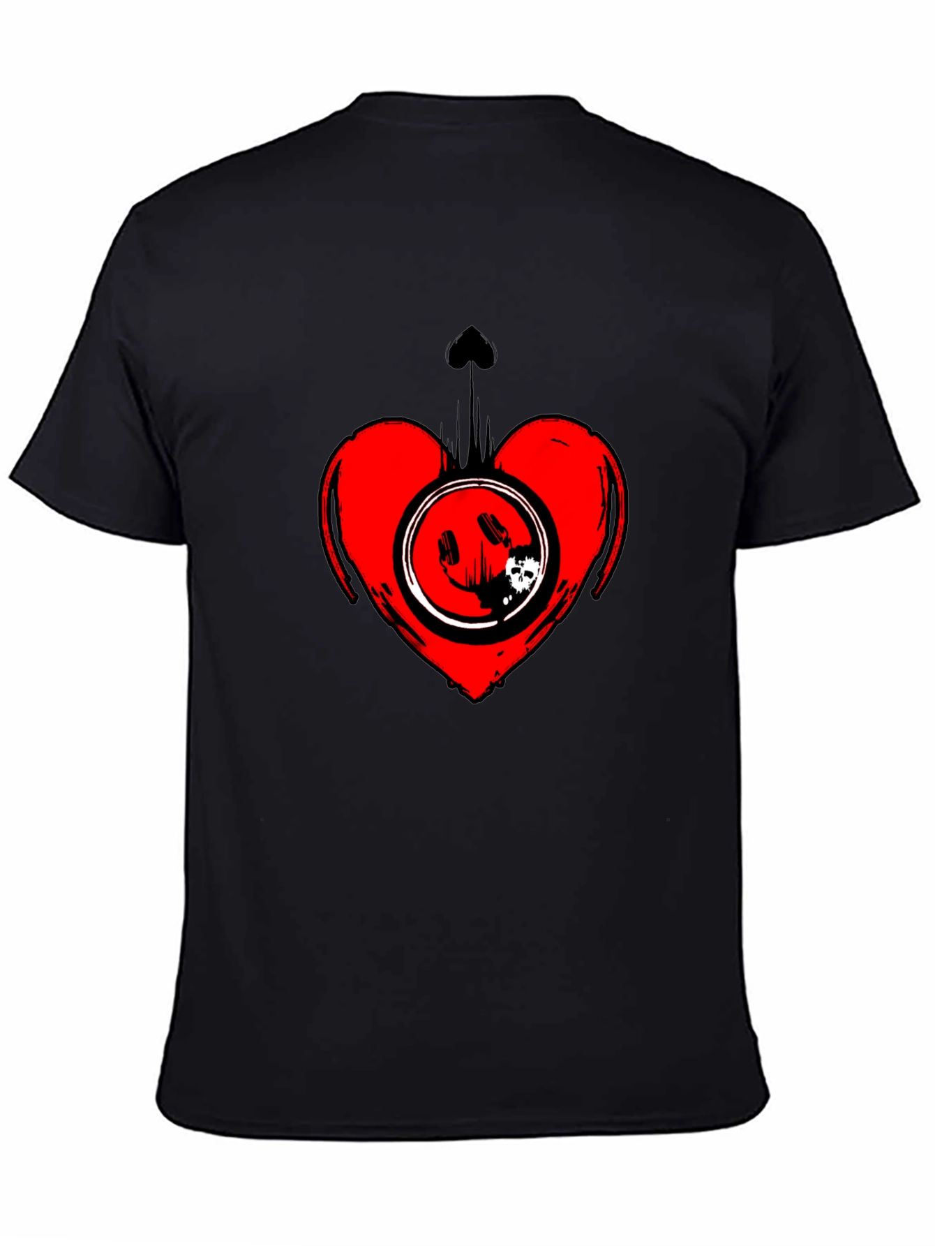 Heart Smiley Graphic Black T-Shirt