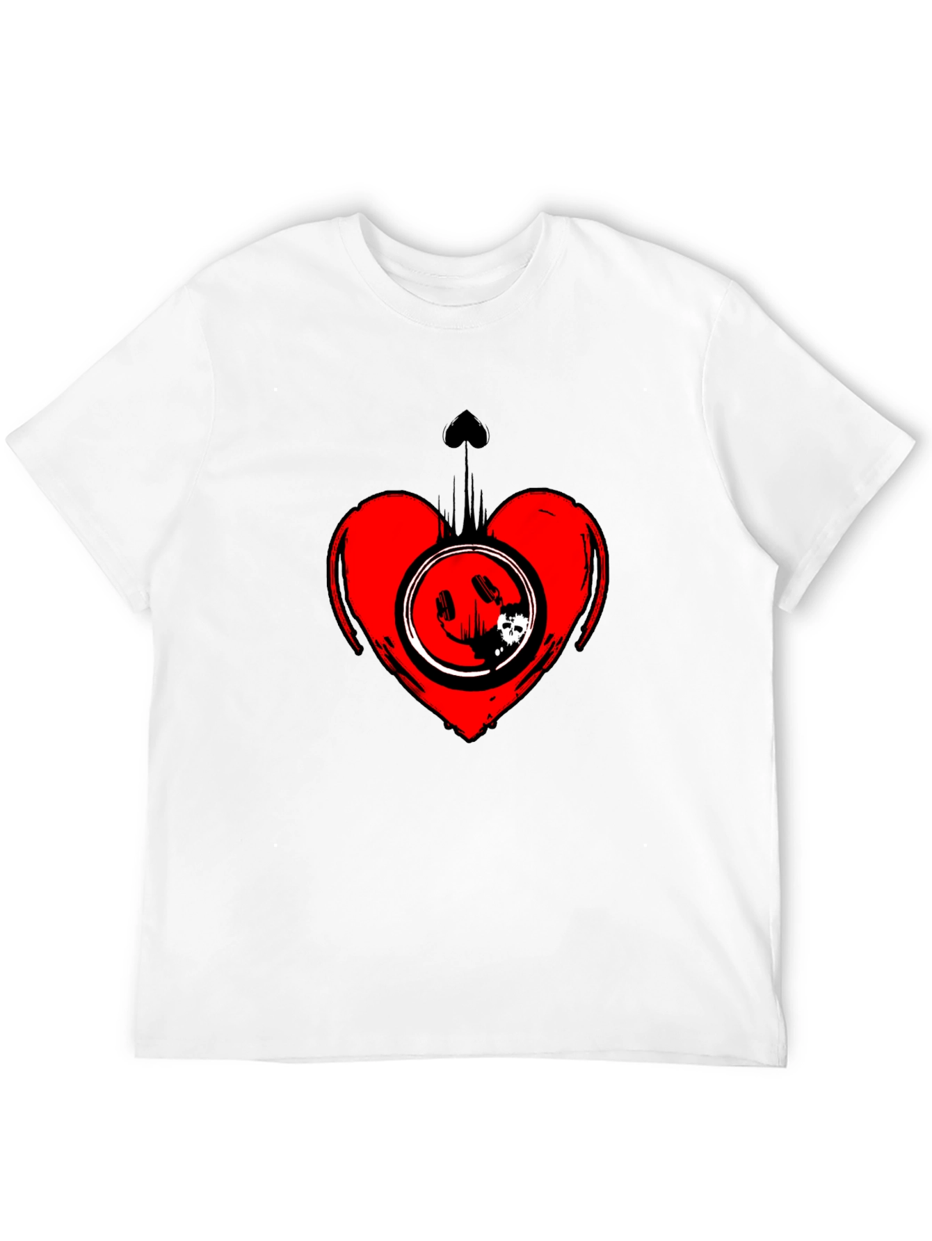 Heart Smiley Graphic Black T-Shirt