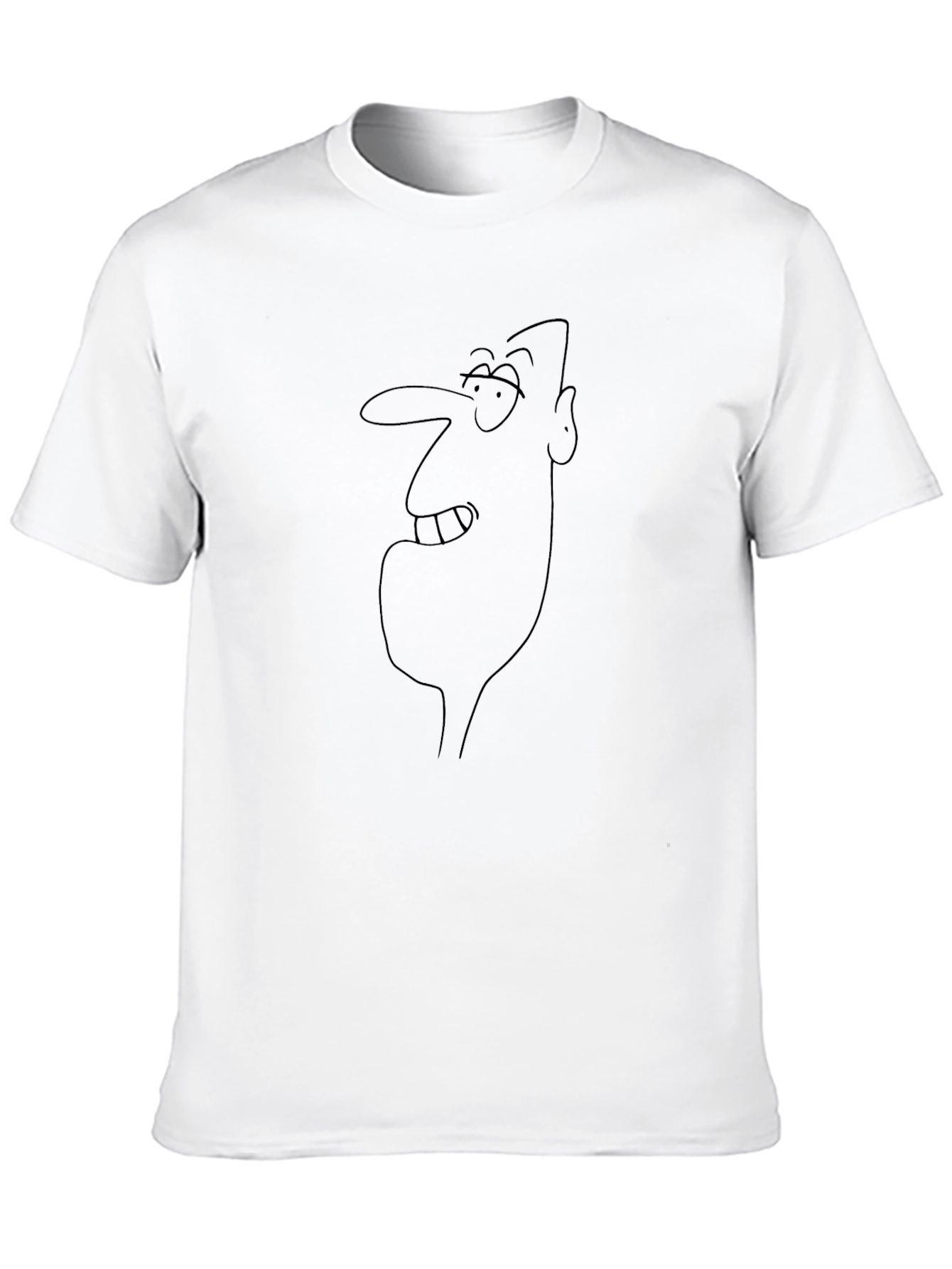 Minimalist Cartoon Face Black T-Shirt