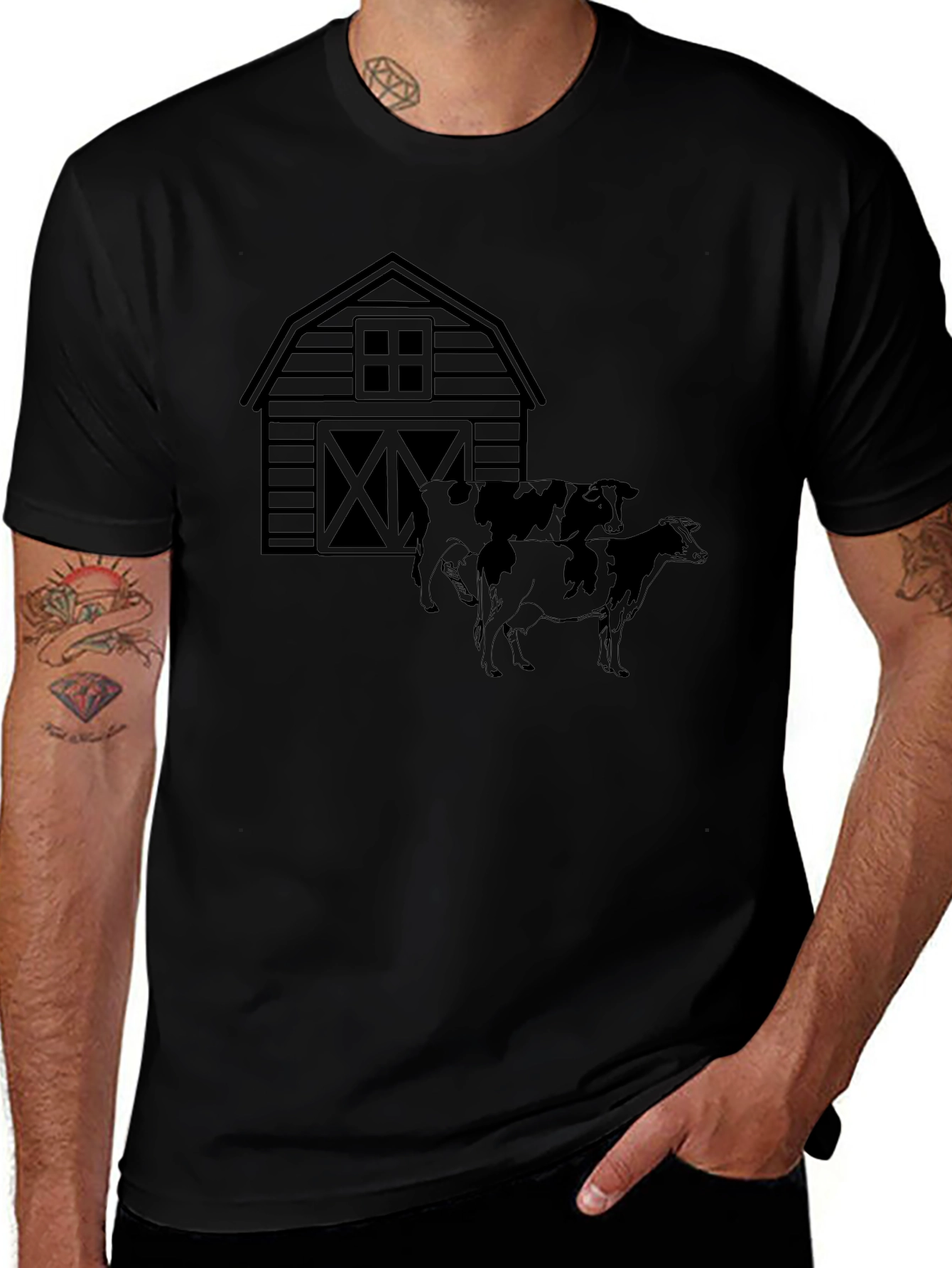 Barn & Cows Graphic Tee - Black