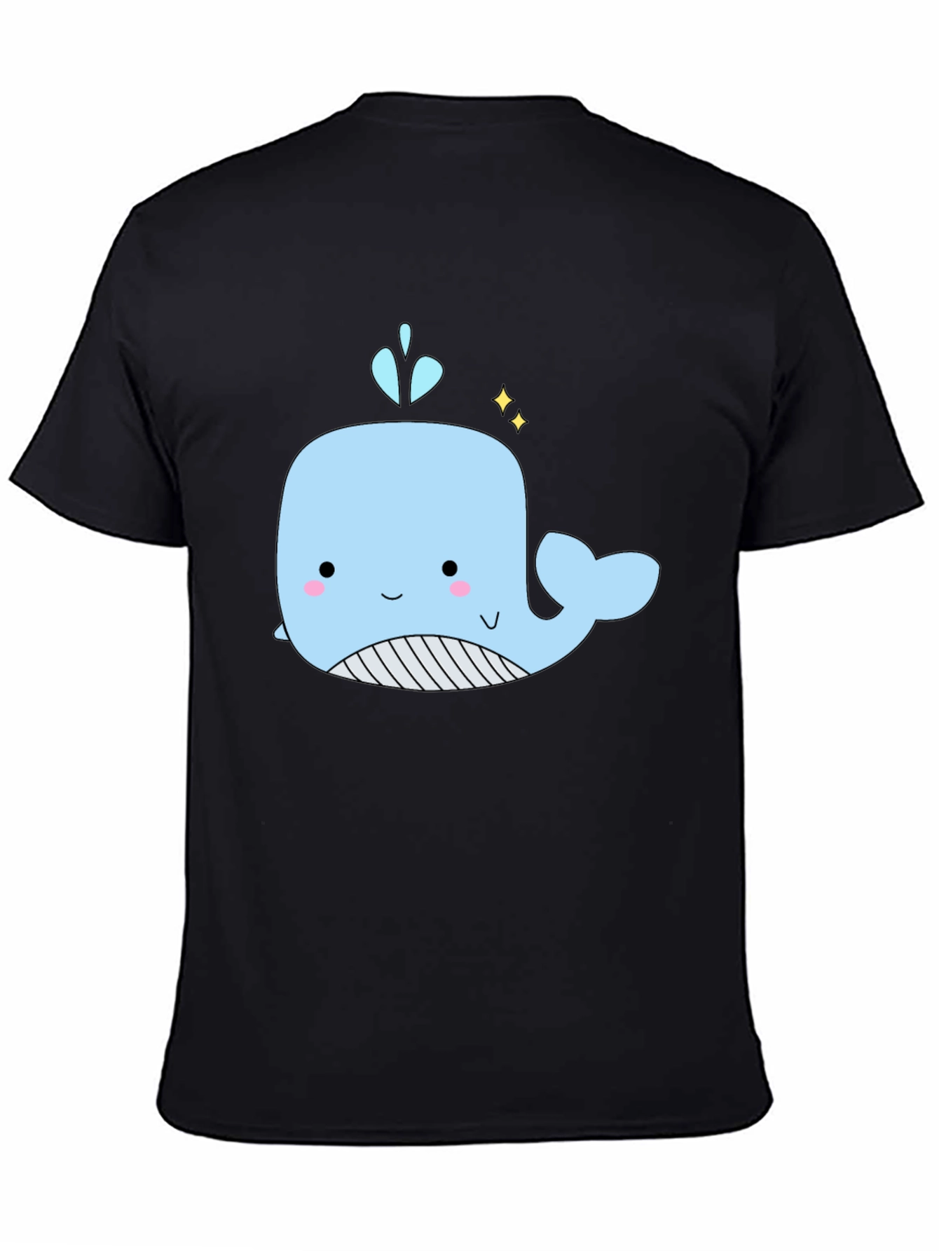 Cute Whale Graphic Black T-Shirt