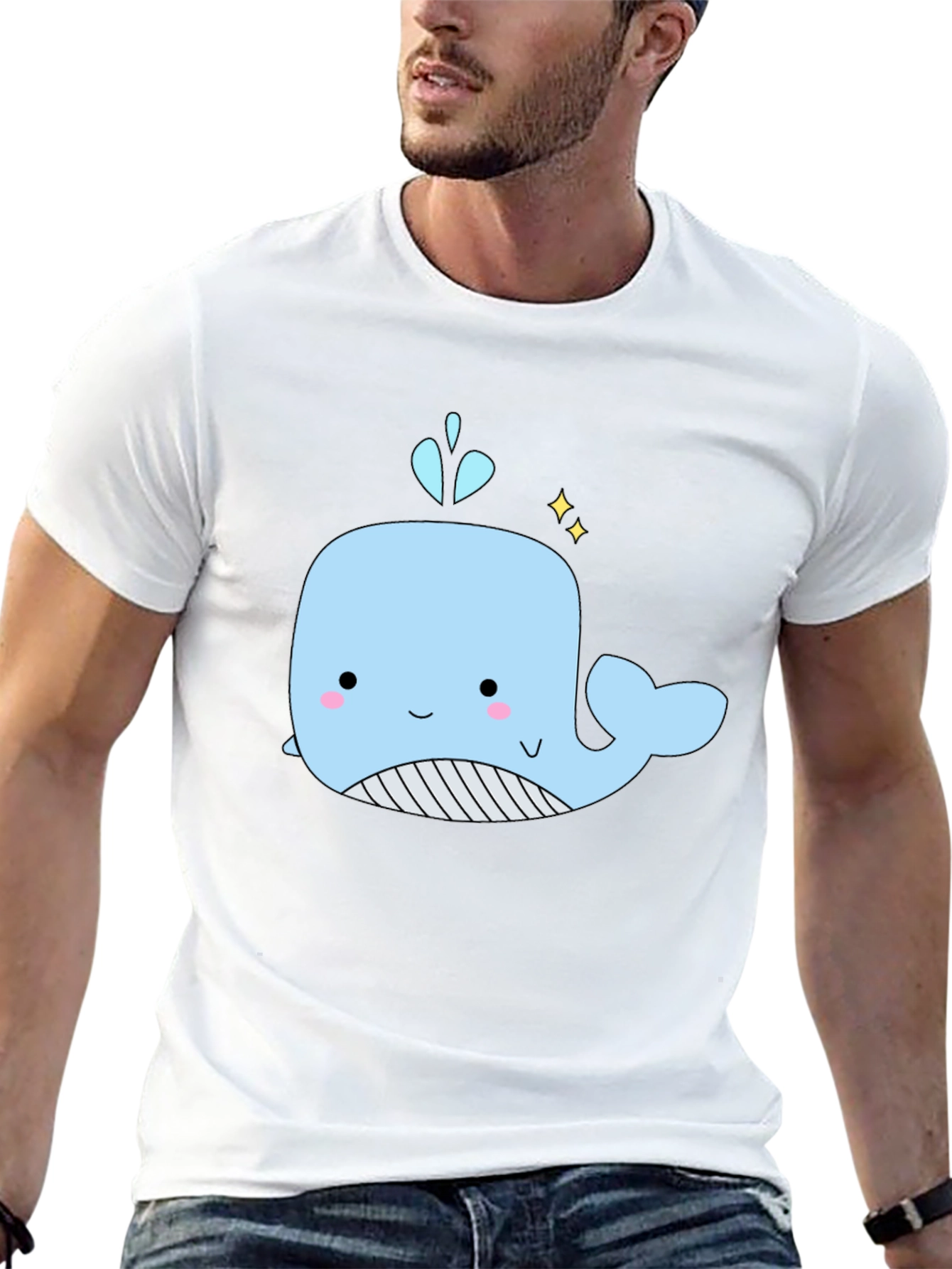 Cute Whale Graphic Black T-Shirt