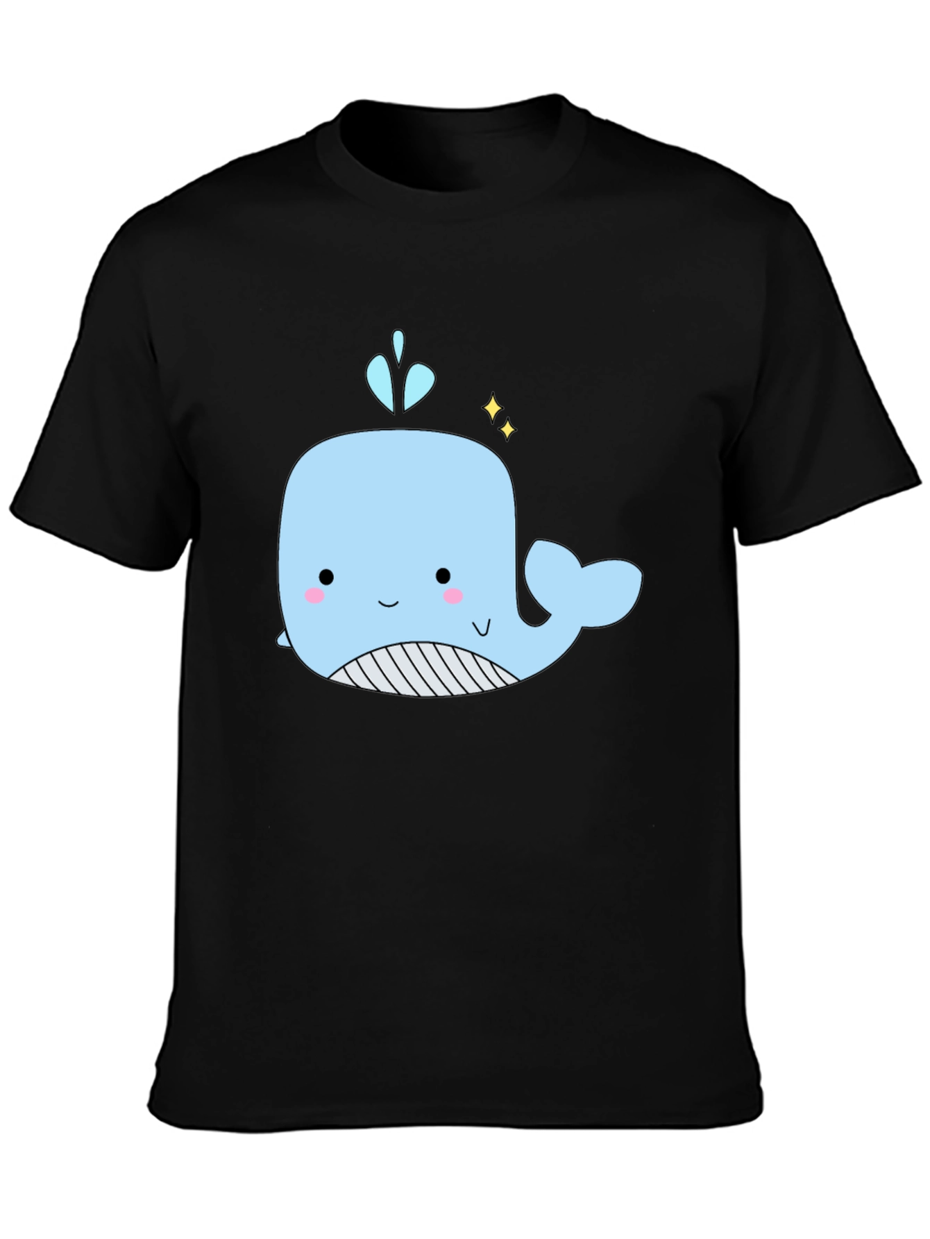 Cute Whale Graphic Black T-Shirt